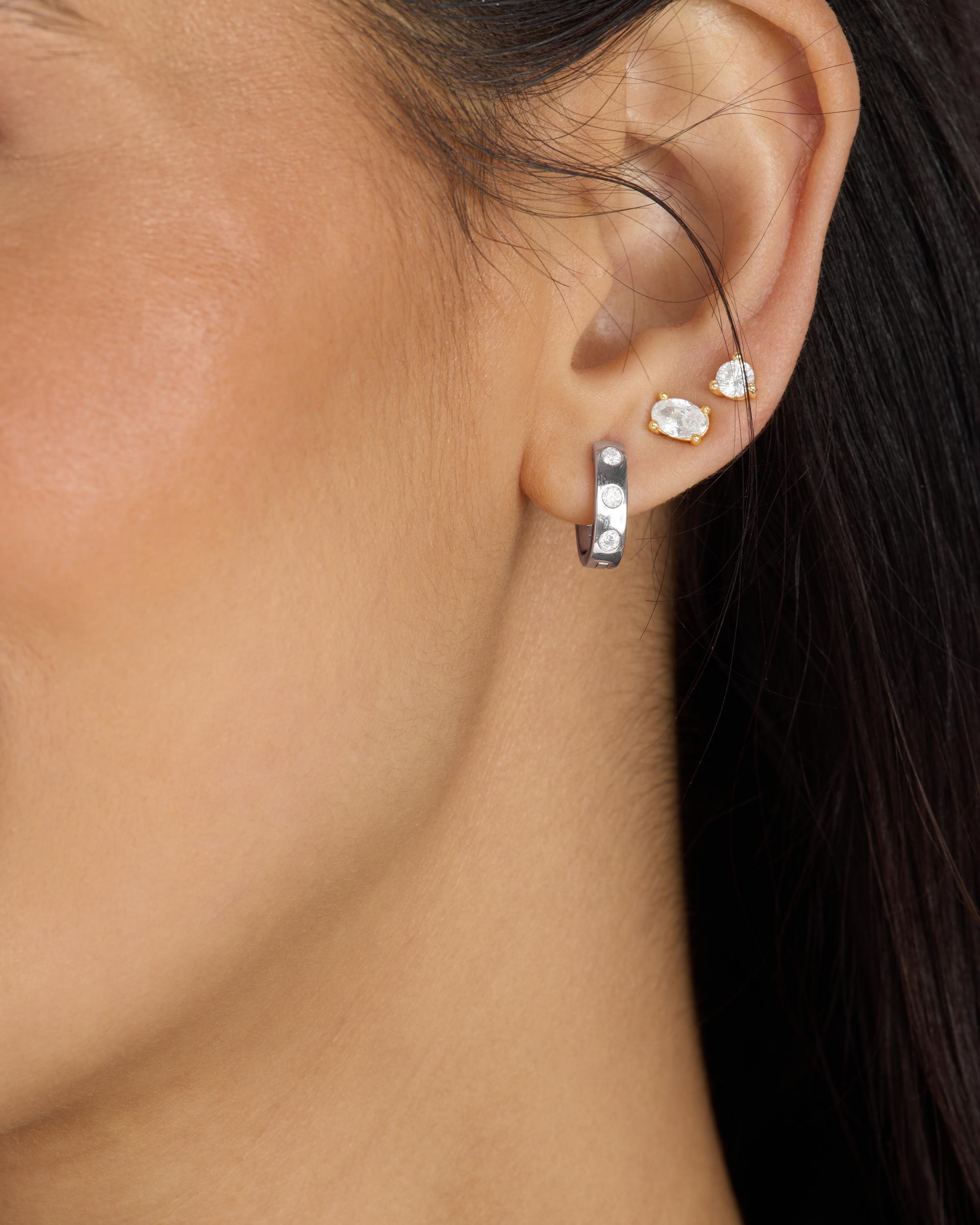 Ashley Chain Convertible Earring - Silver|White Diamondettes