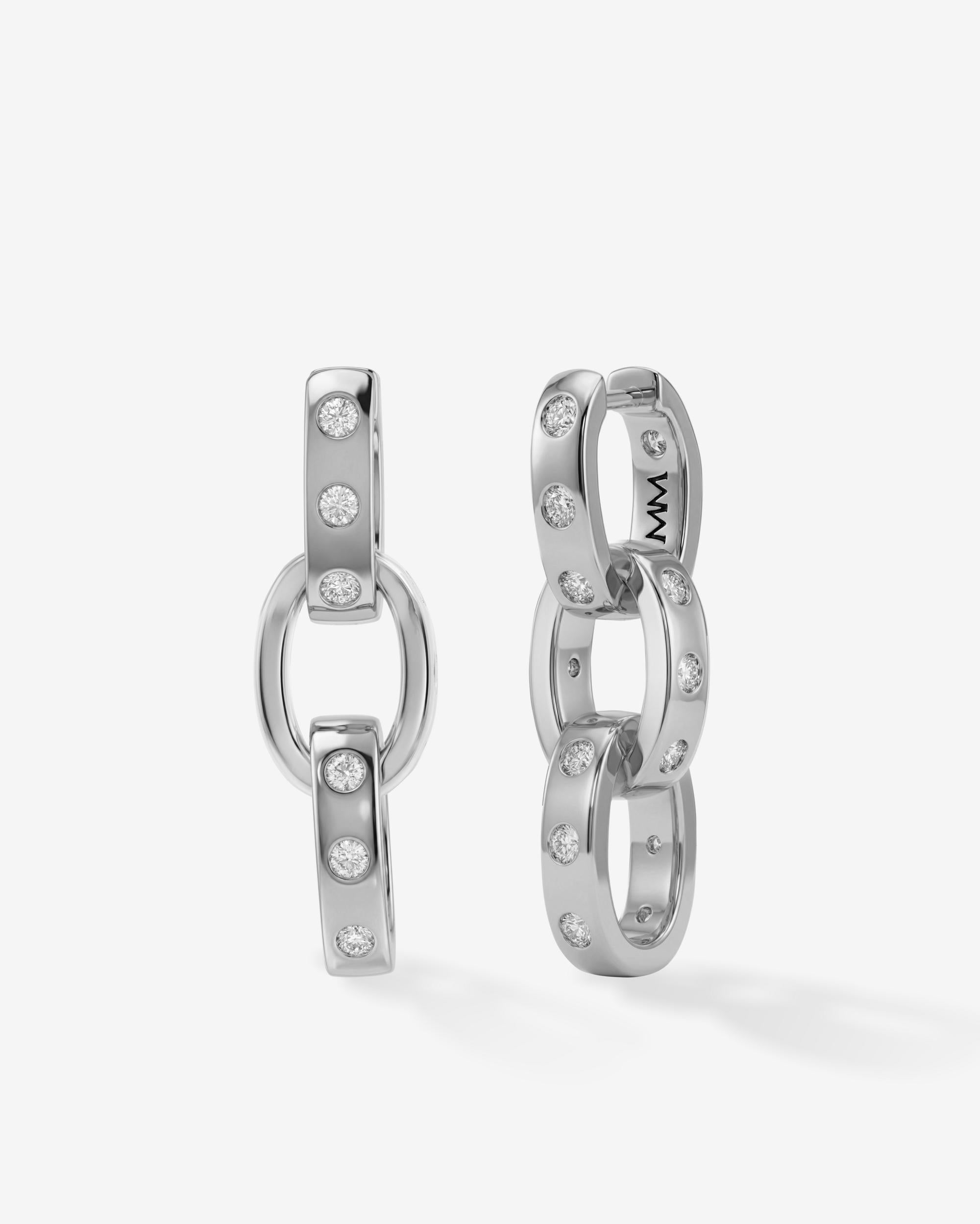 Ashley Chain Convertible Earring - Silver|White Diamondettes