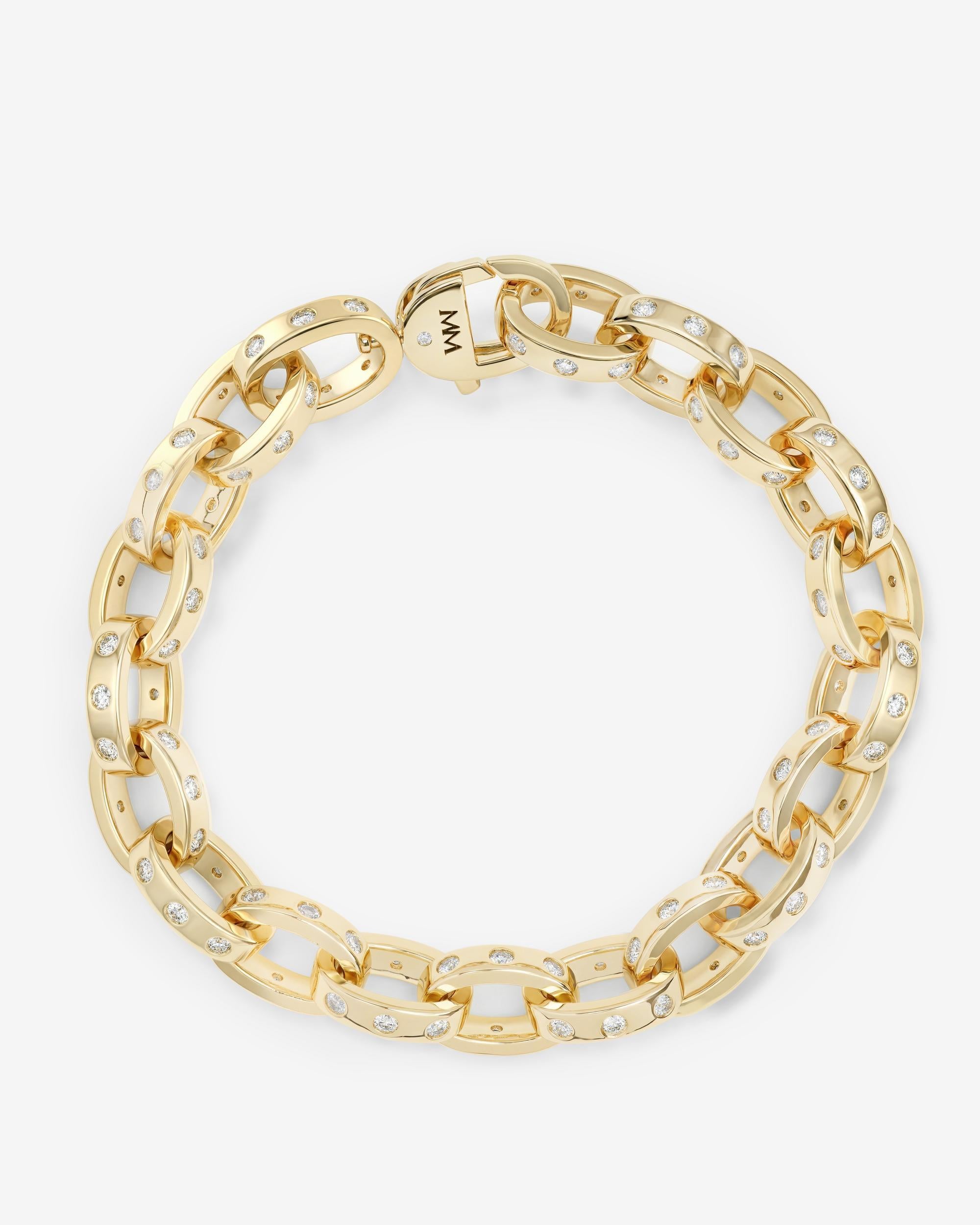 Ashley Chain Link Bracelet 9mm - Gold|White Diamondettes