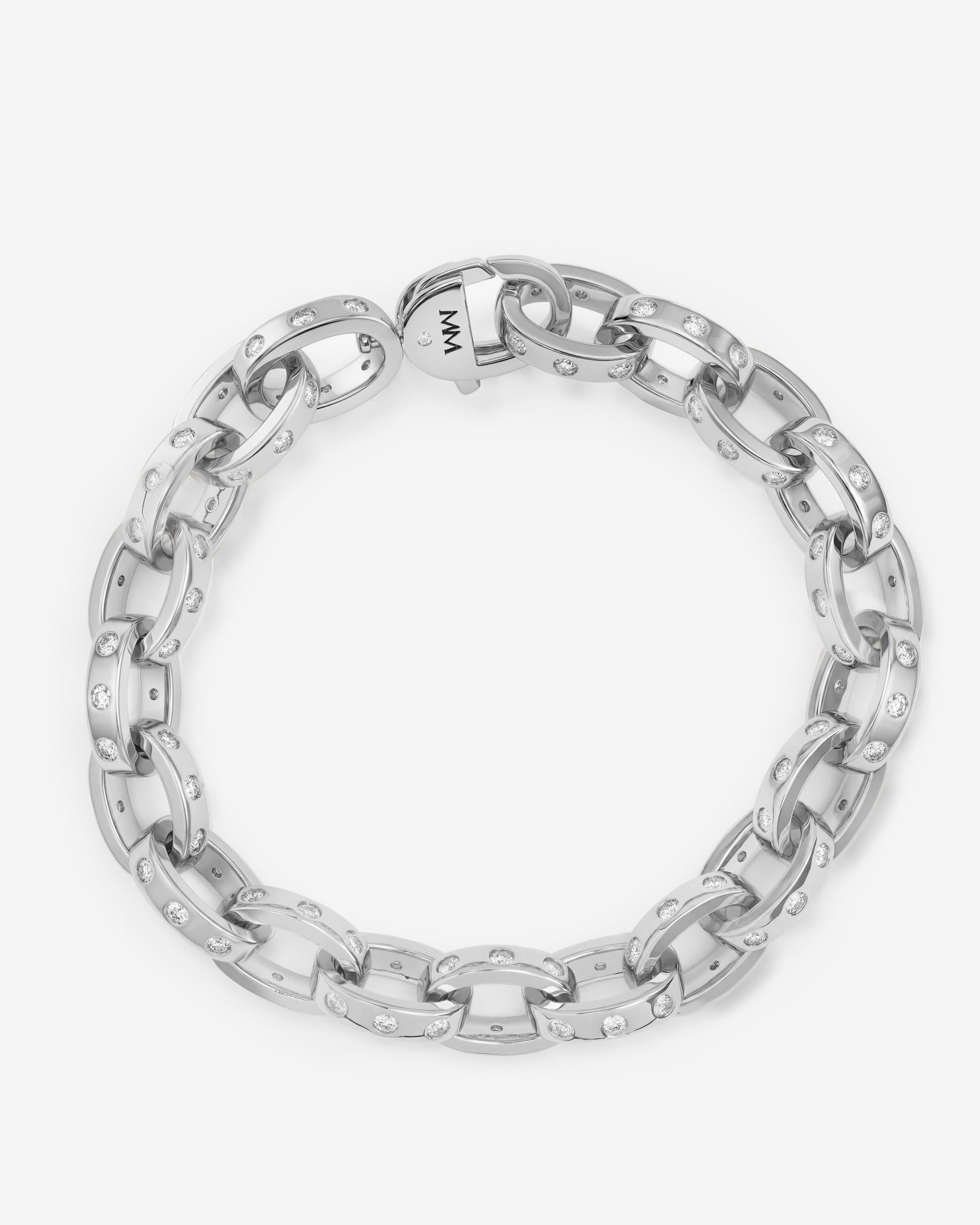 Ashley Chain Link Bracelet 9mm - Silver|White Diamondettes
