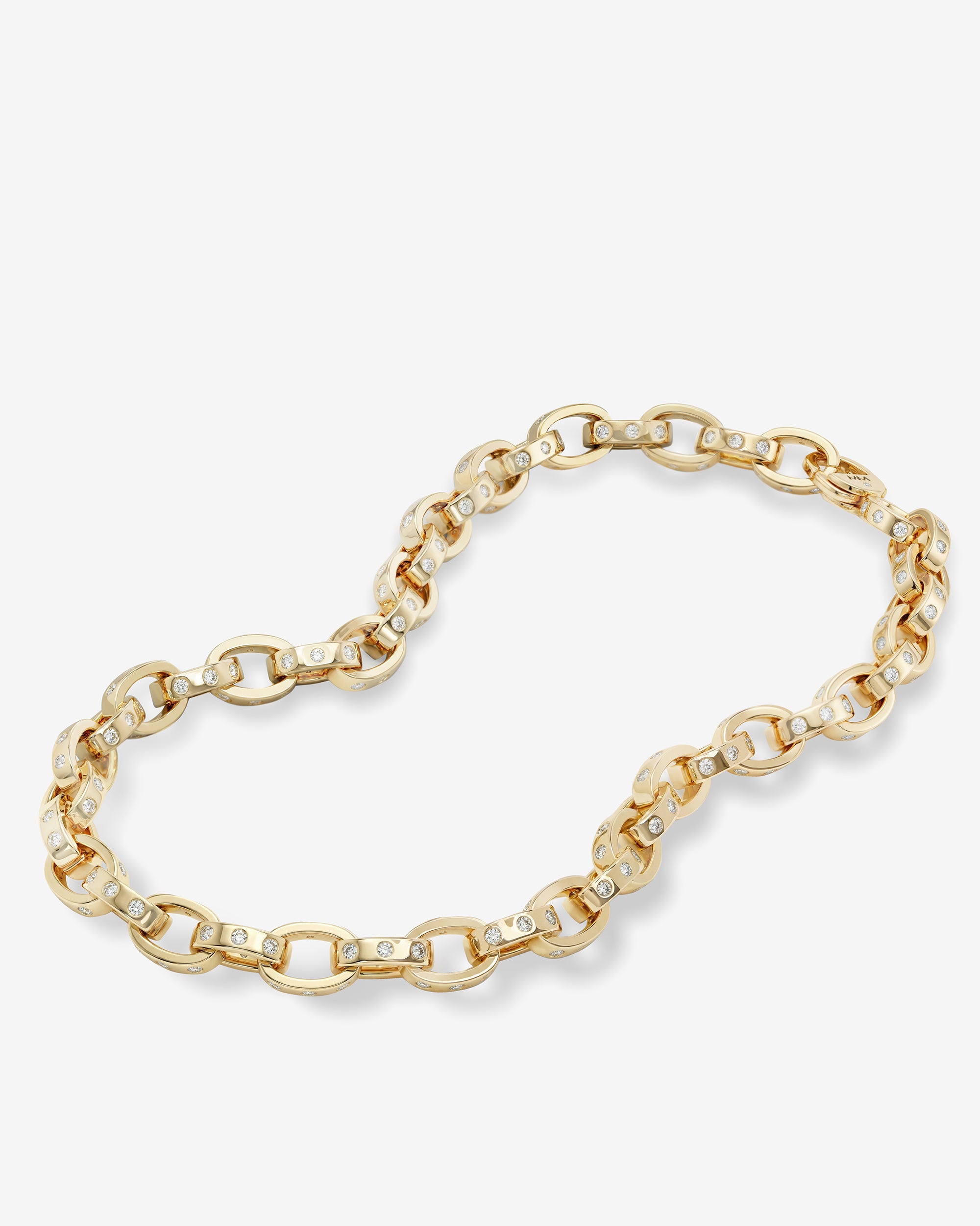 Ashley Chain Link Necklace 9mm - Gold|White Diamondettes