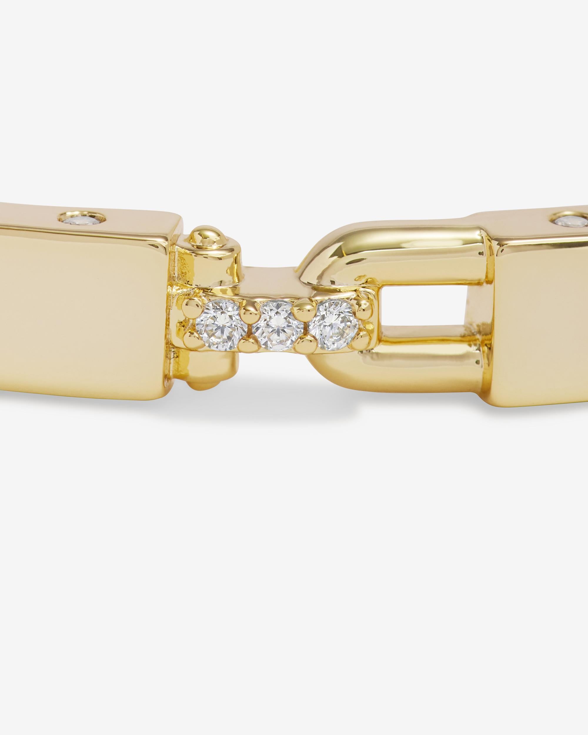 Ashley Lock Cuff 6mm - Gold|White Diamondettes