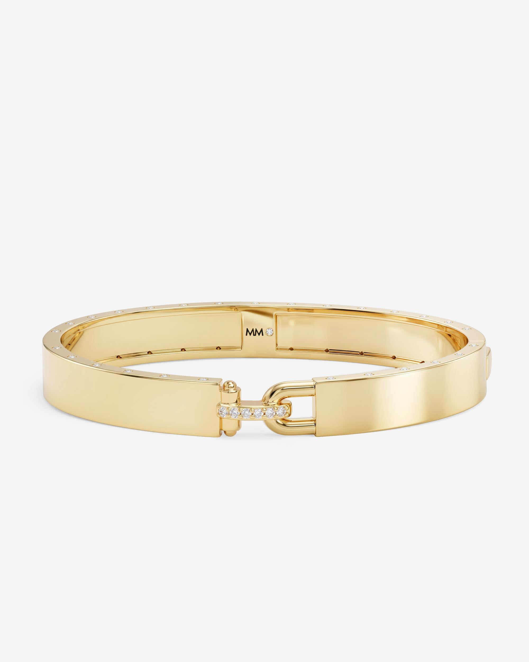 Ashley Lock Cuff 9mm - Gold|White Diamondettes – Melinda Maria Jewelry