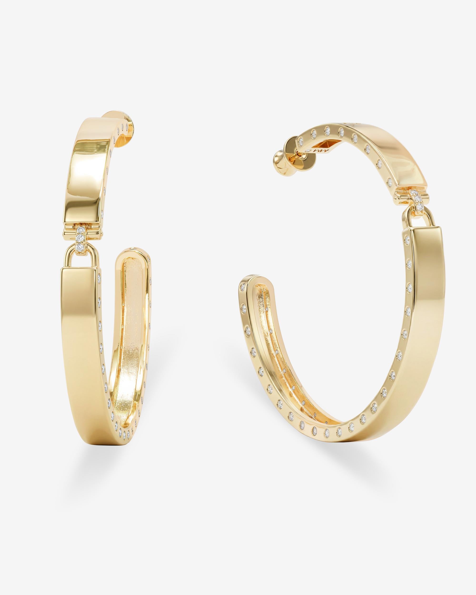 Ashley Lock Hoops 2" - Gold|White Diamondettes