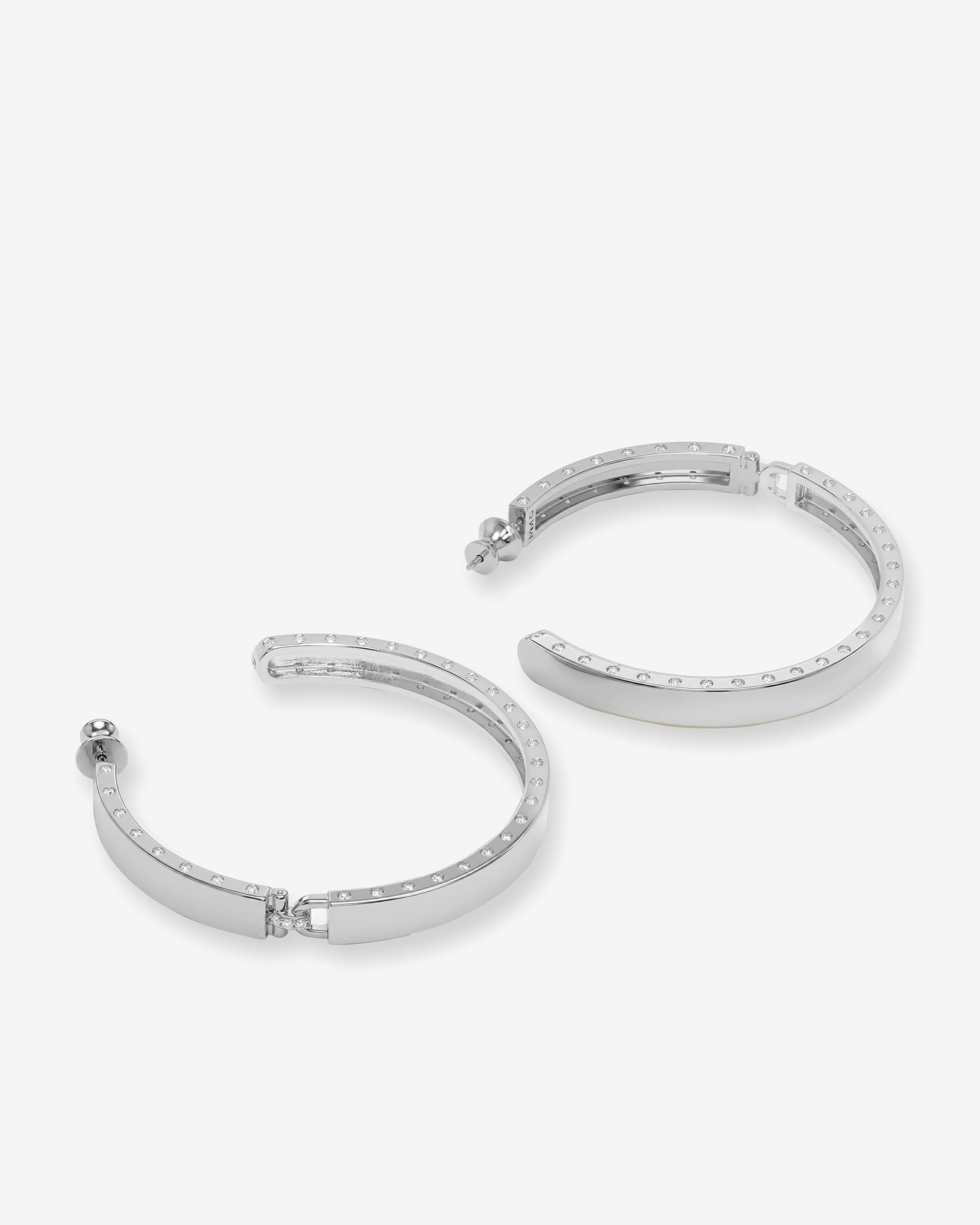 Ashley Lock Hoops 2" - Silver|White Diamondettes