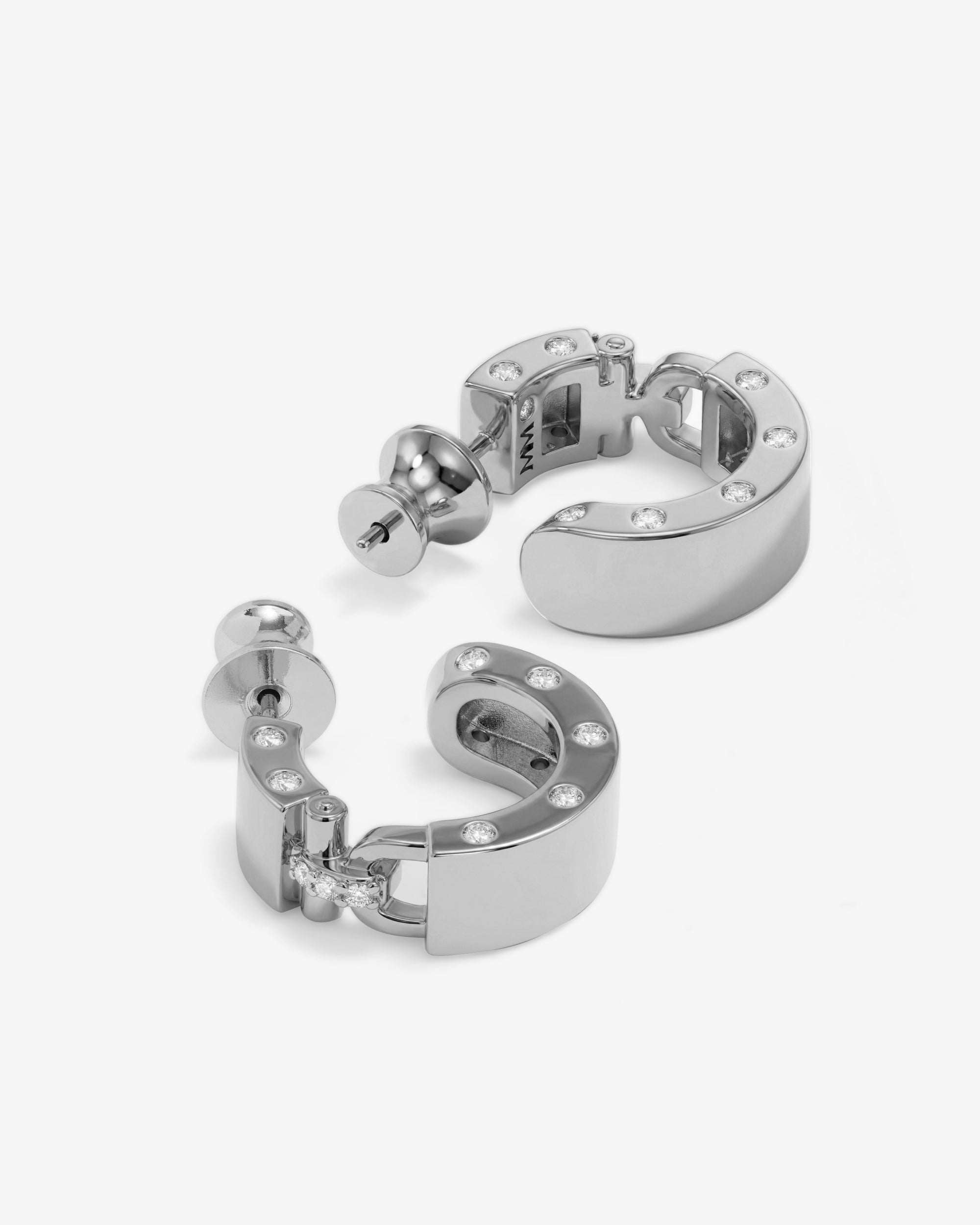 Ashley Lock Huggies - Silver|White Diamondettes