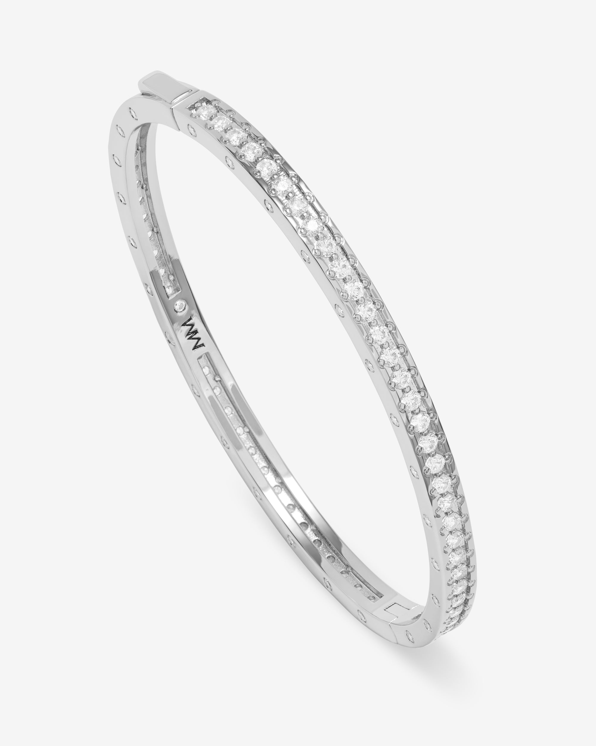 Ashley Pavé Cuff 4mm - Silver|White Diamondettes