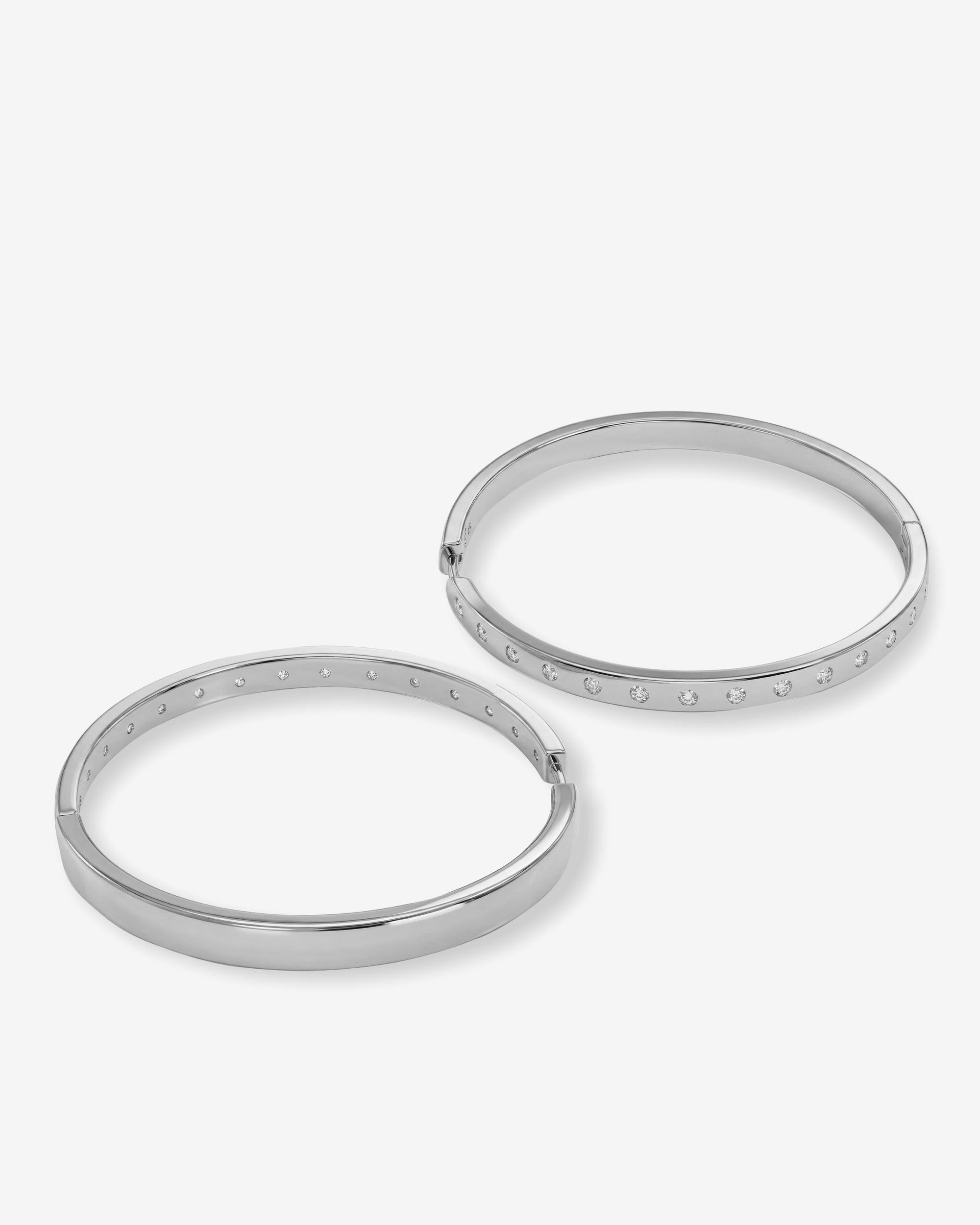 Ashley Reversible Hoops 2" - Silver|White Diamondettes
