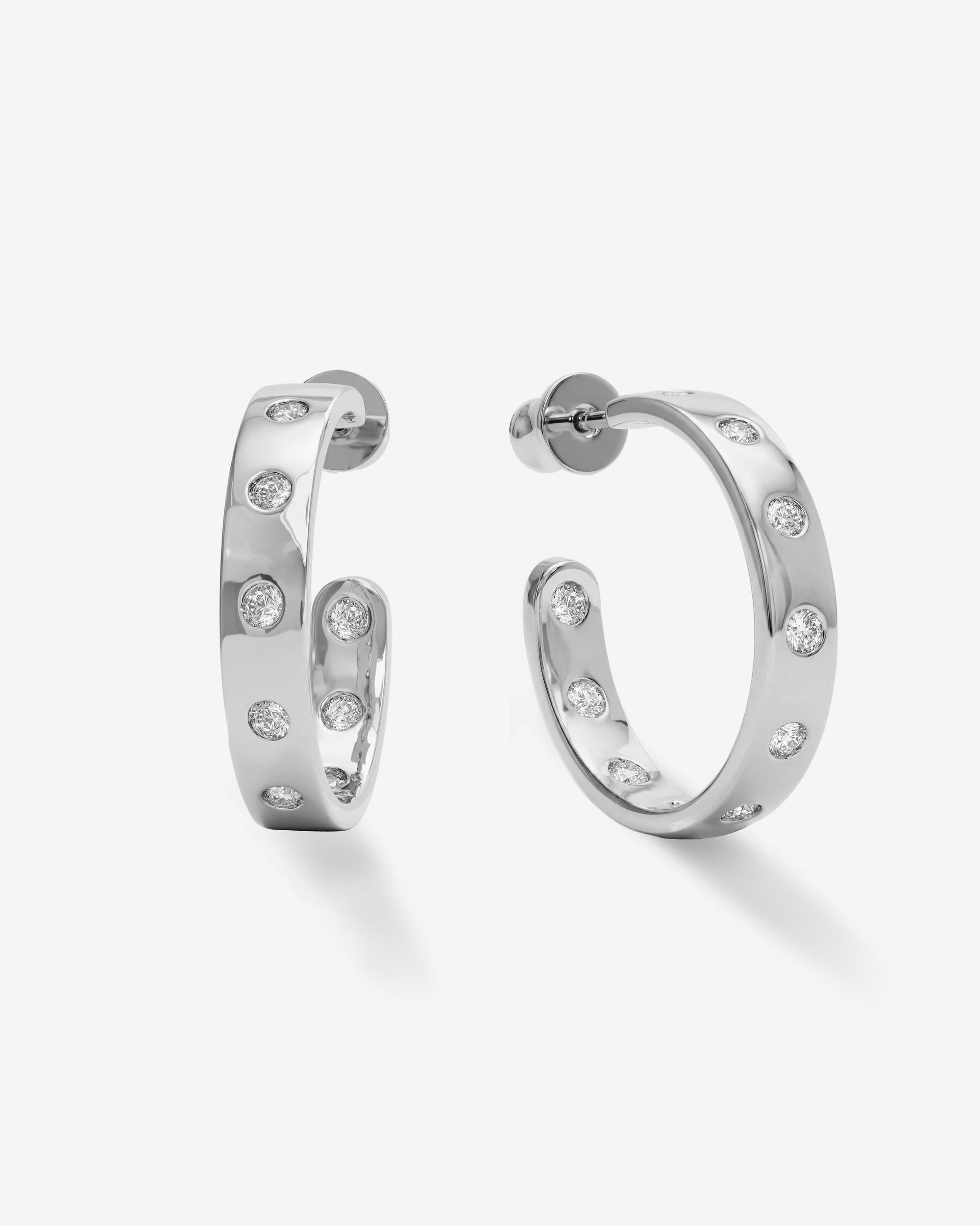 Ashley Rodeo Hoops 1" - Silver|White Diamondettes