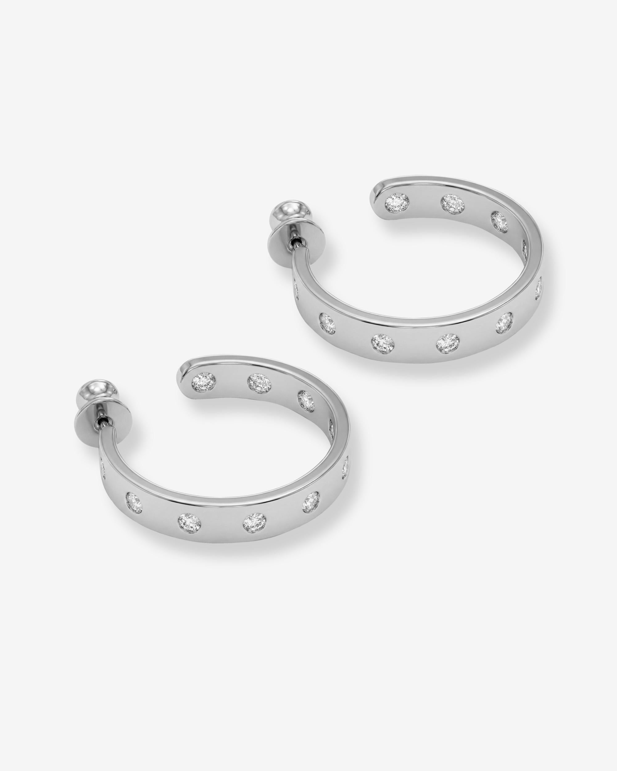 Ashley Rodeo Hoops 1" - Silver|White Diamondettes