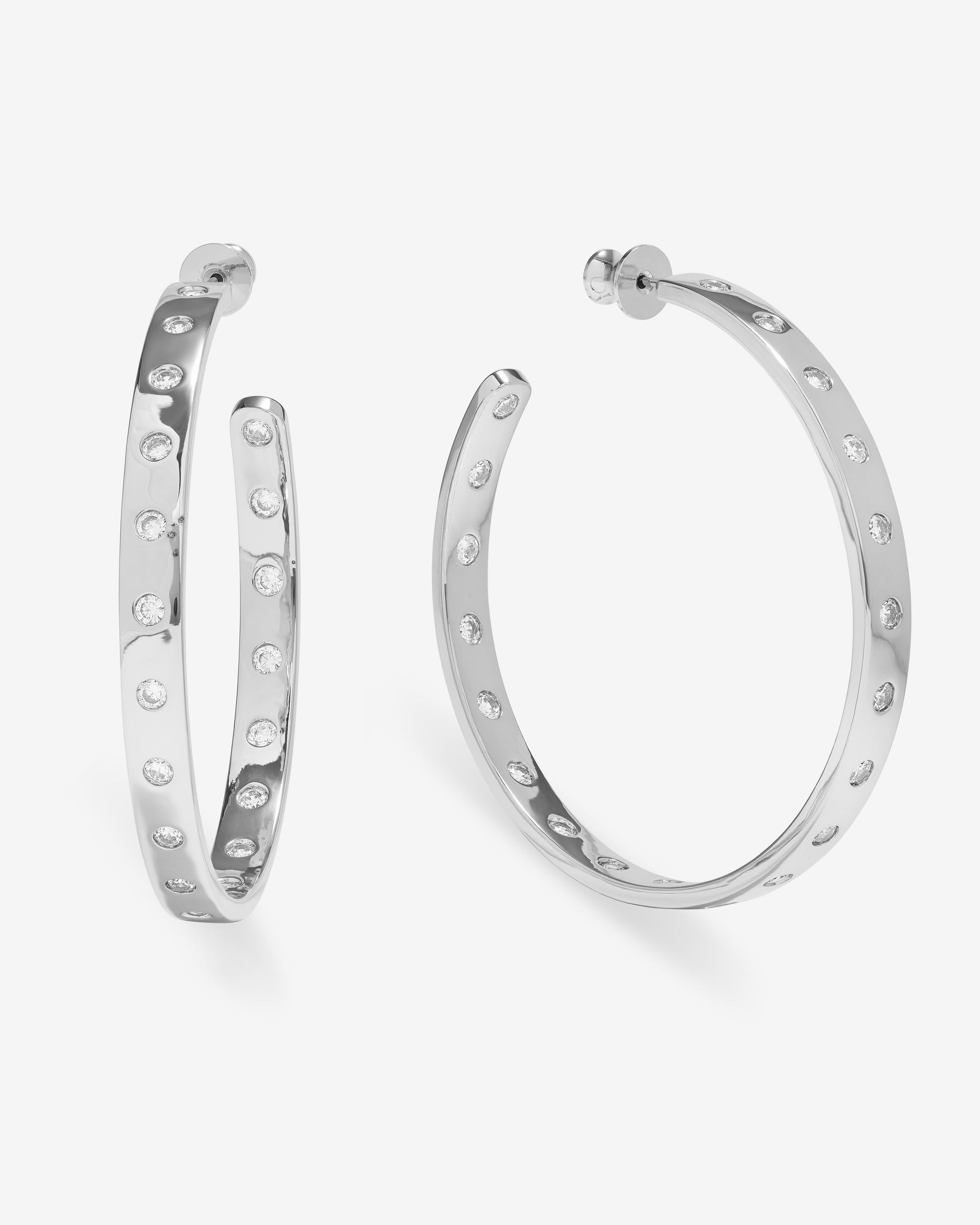 Ashley Rodeo Hoops 2" - Silver|White Diamondettes