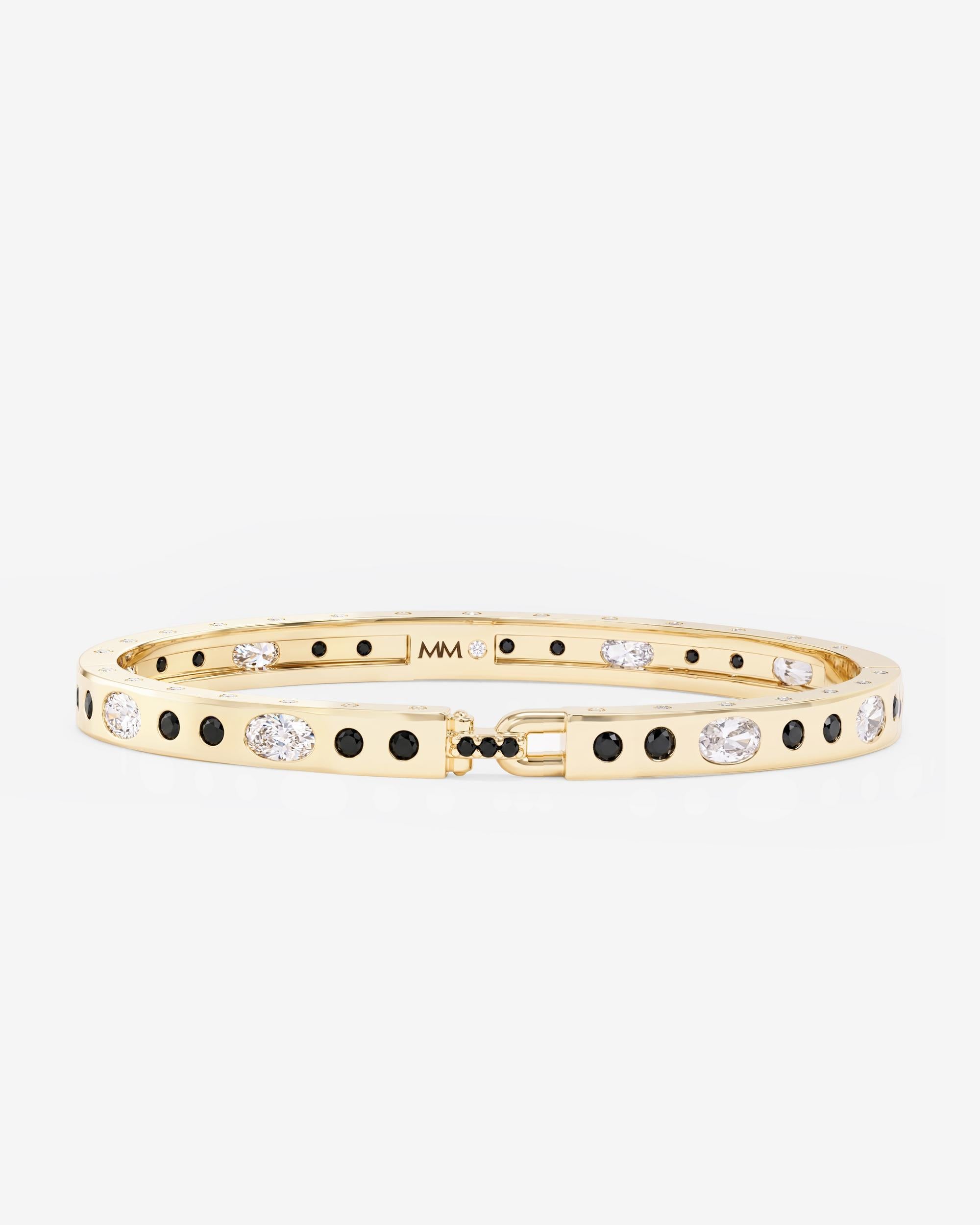 Ashley Sunset Lock Cuff 6mm - Gold|Black Diamondettes – Melinda