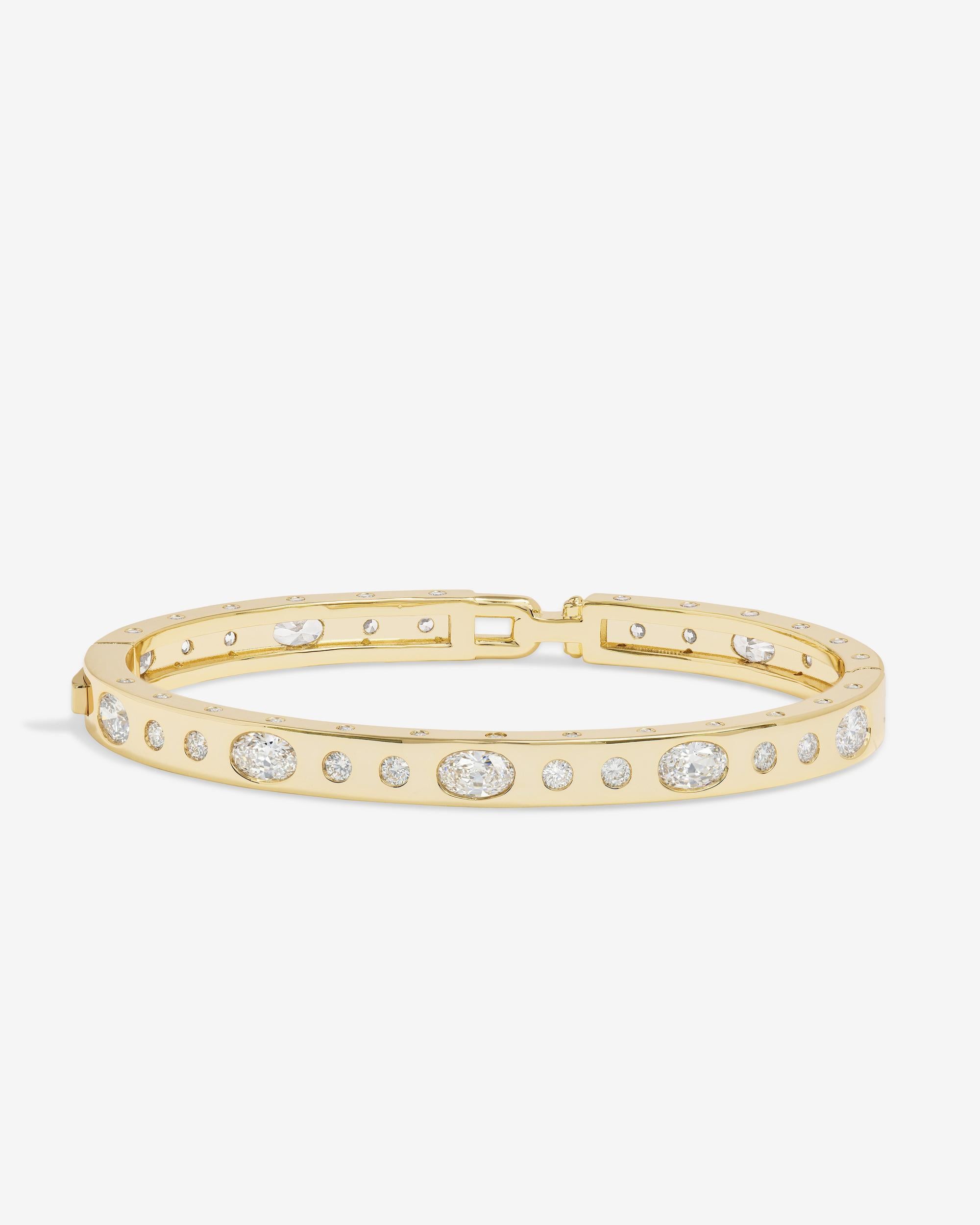 Ashley Sunset Lock Cuff 6mm - Gold|White Diamondettes
