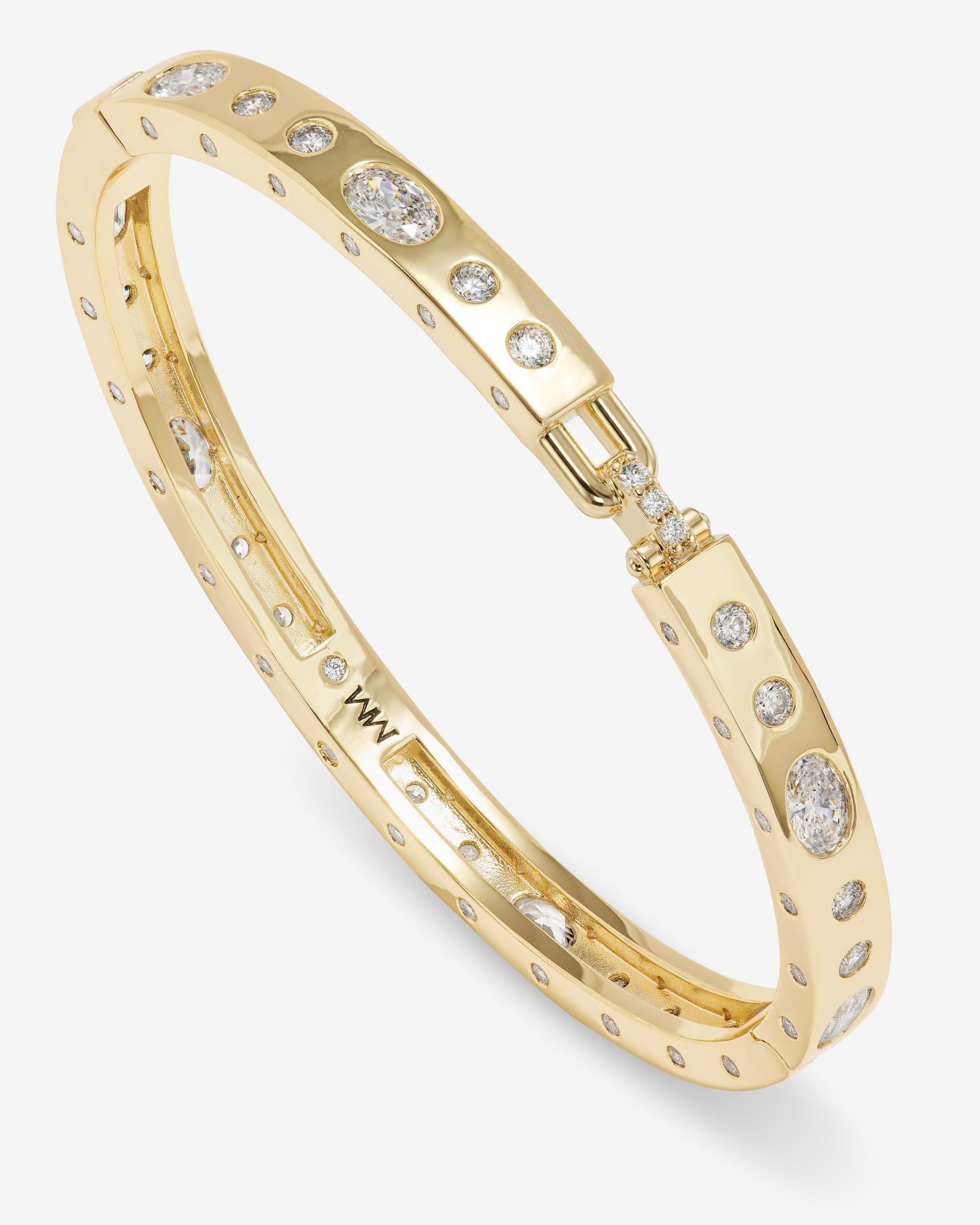 Ashley Sunset Lock Cuff 6mm - Gold|White Diamondettes