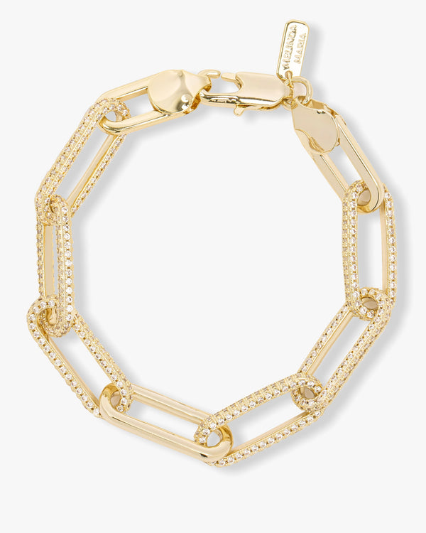 Carrie Pavè Chain Link Bracelet - Gold|White Diamondettes