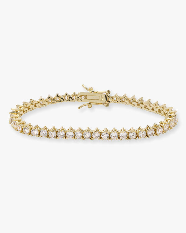 Not Your Basic Tennis Bracelet - Gold|White Diamondettes
