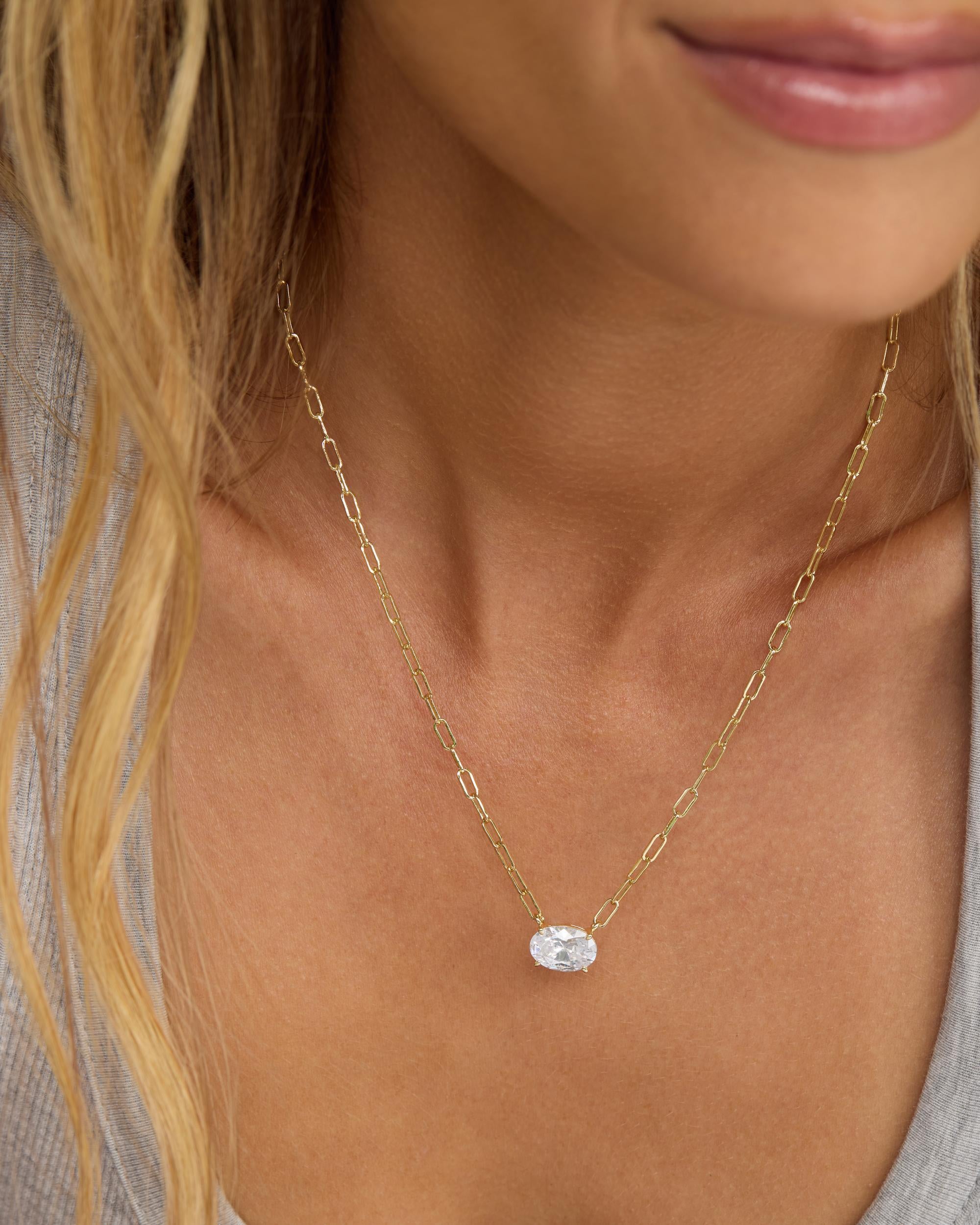 Baby Hello Gorgeous Necklace - Gold|White Diamondettes