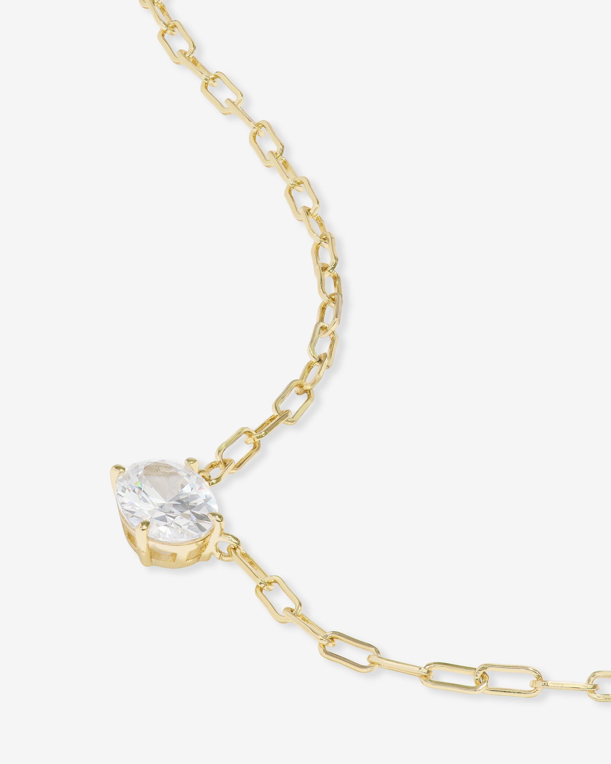 Baby Hello Gorgeous Necklace - Gold|White Diamondettes