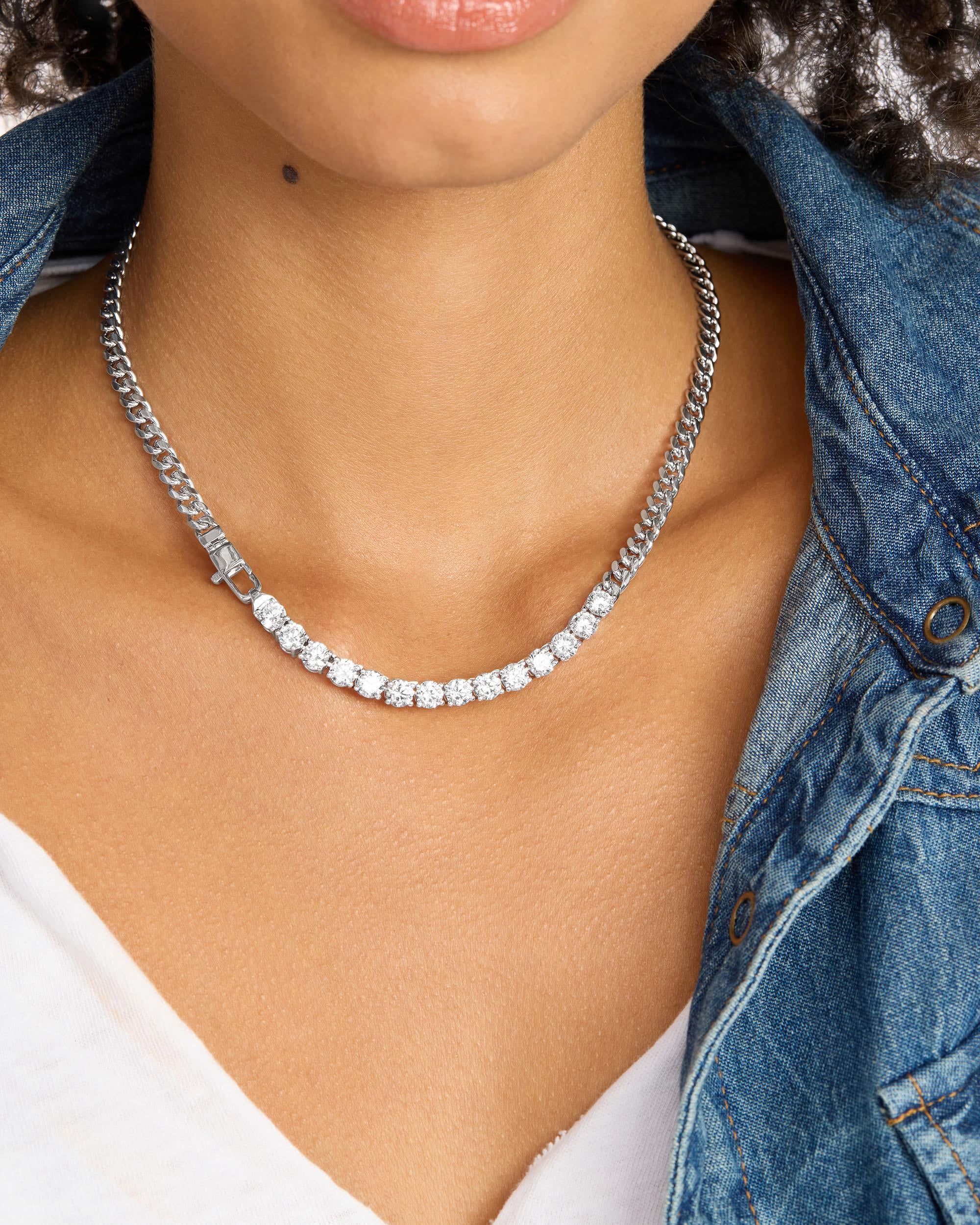 Baby Julian REALLY Loves Diamonds Necklace - Silver|White Diamondettes