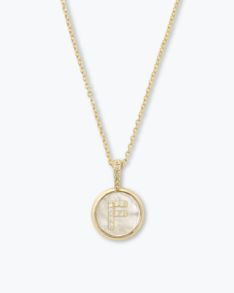 Baby Love Letters Medallion Necklace - Gold|White Diamondettes