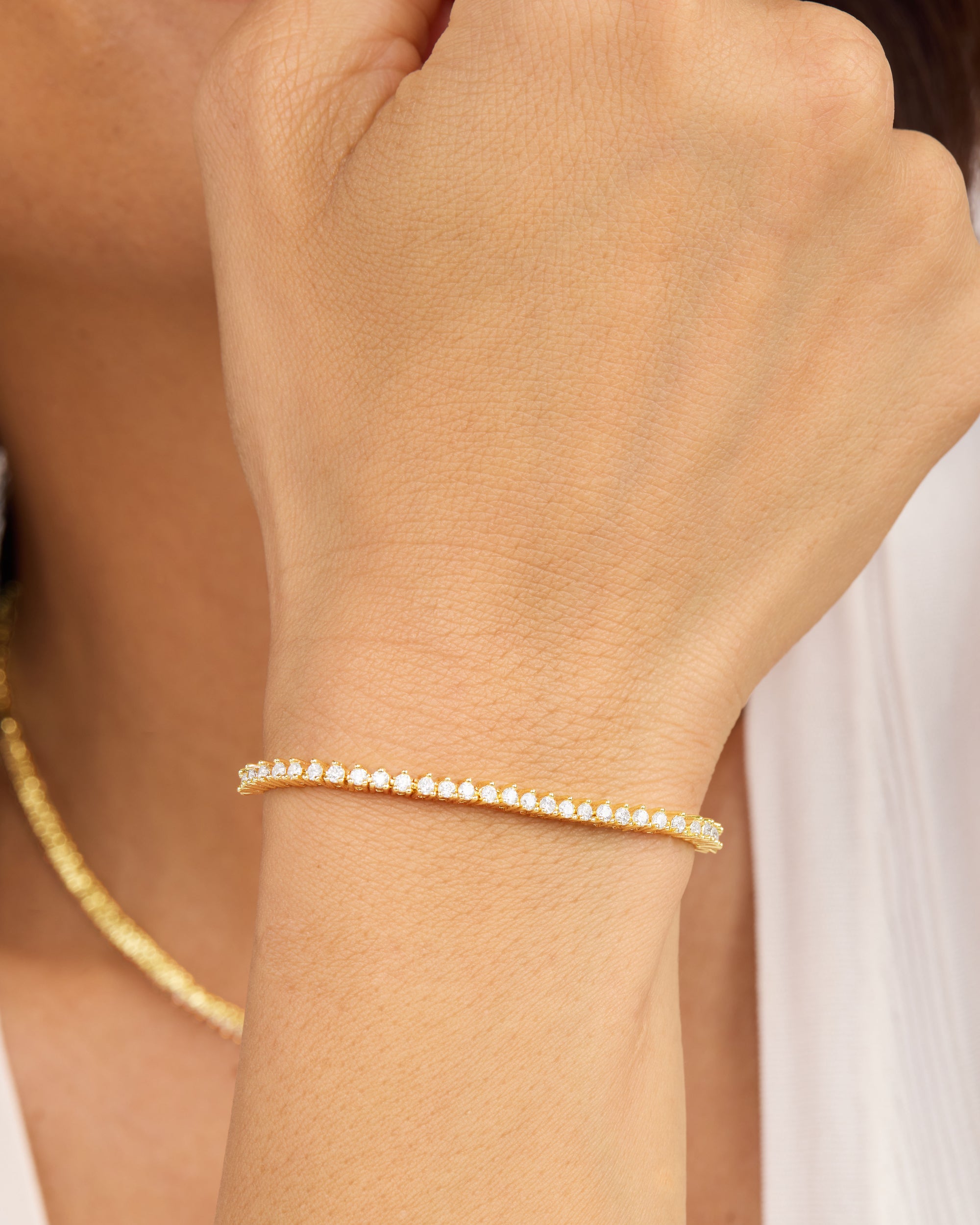 Baby Not Your Basic Tennis Bracelet - Gold|White Diamondettes