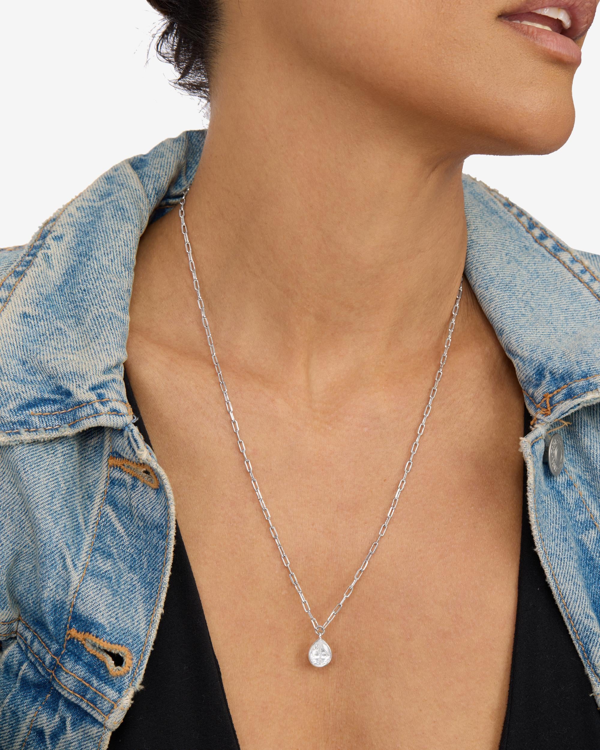 Drop of Perfection Necklace - Silver|White Diamondettes