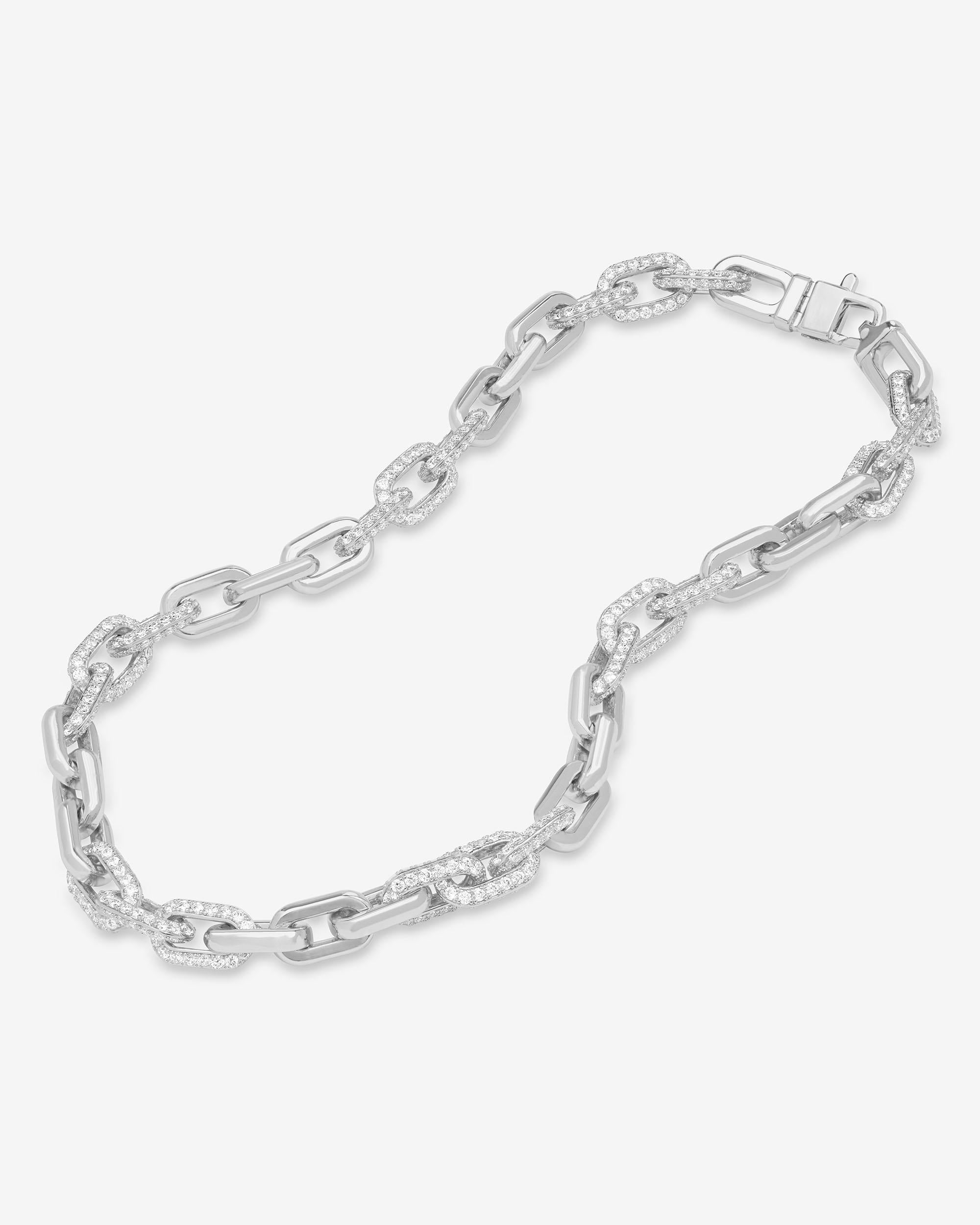 Frankie Pavé Chain Necklace - Silver|White Diamondettes