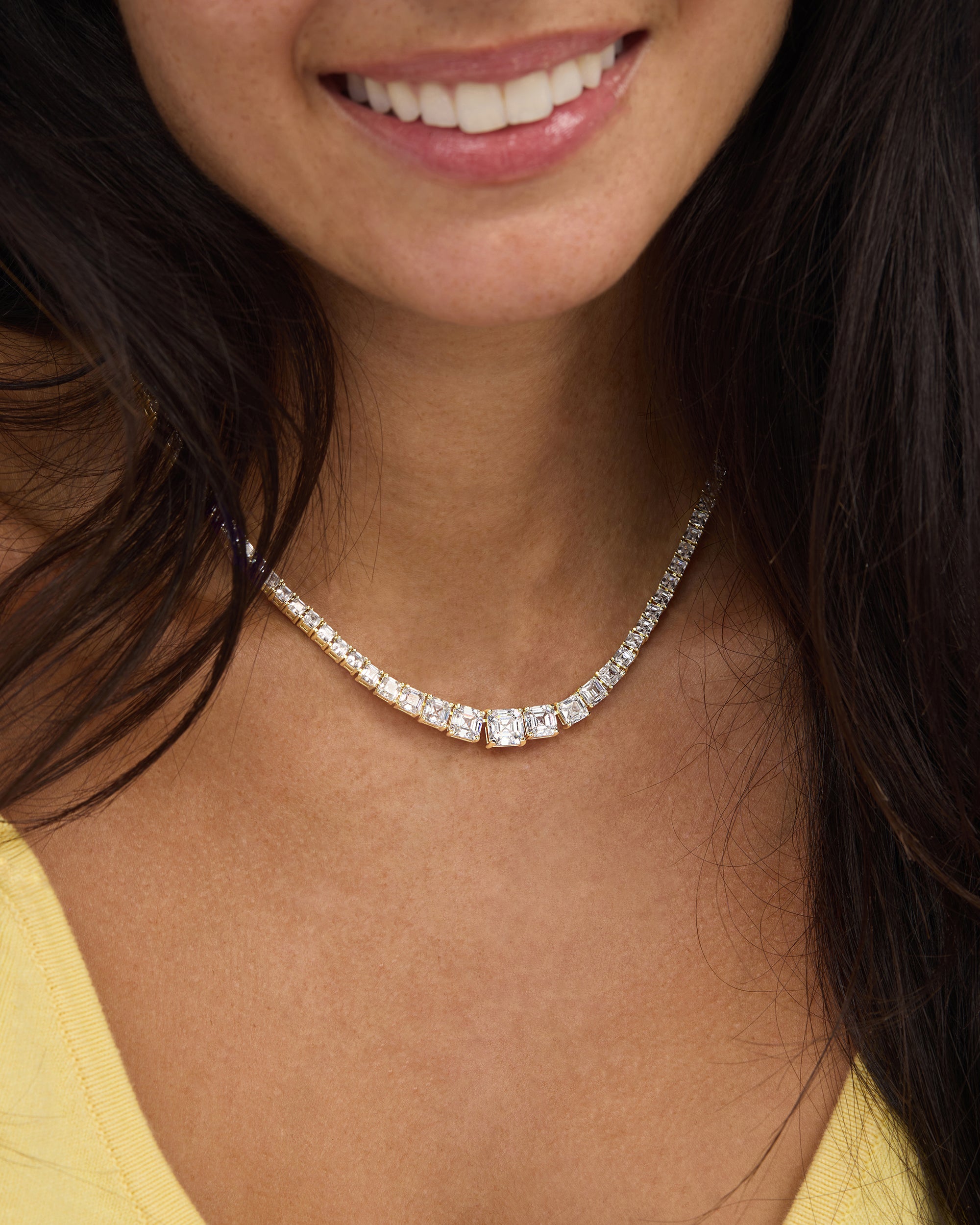 The Queen's Graduated Tennis Necklace - Gold|White Diamondettes