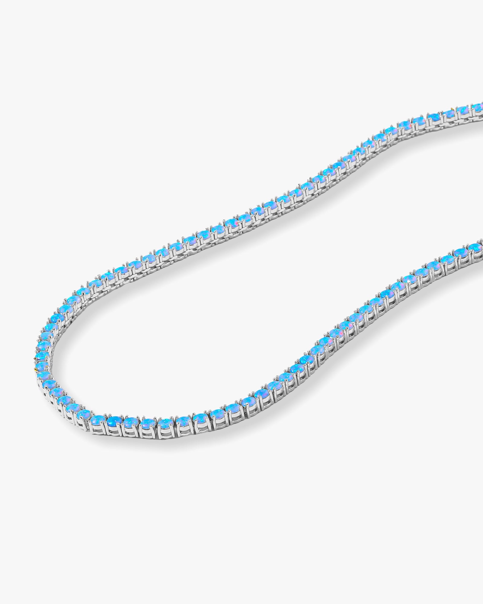 Grand Heiress Tennis Necklace - Silver|Blue Opal