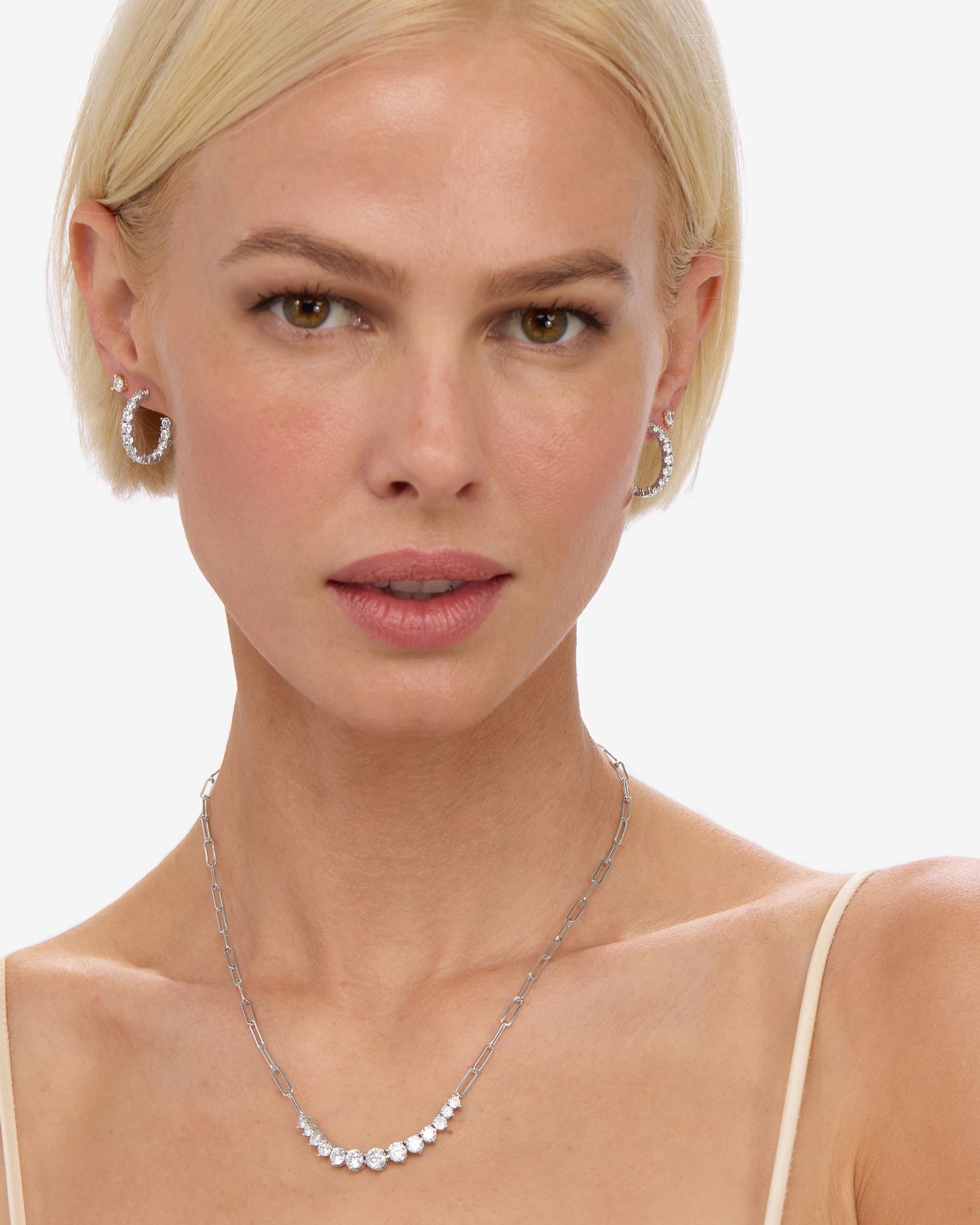 Heiress Hoops .75" - Silver|White Diamondettes