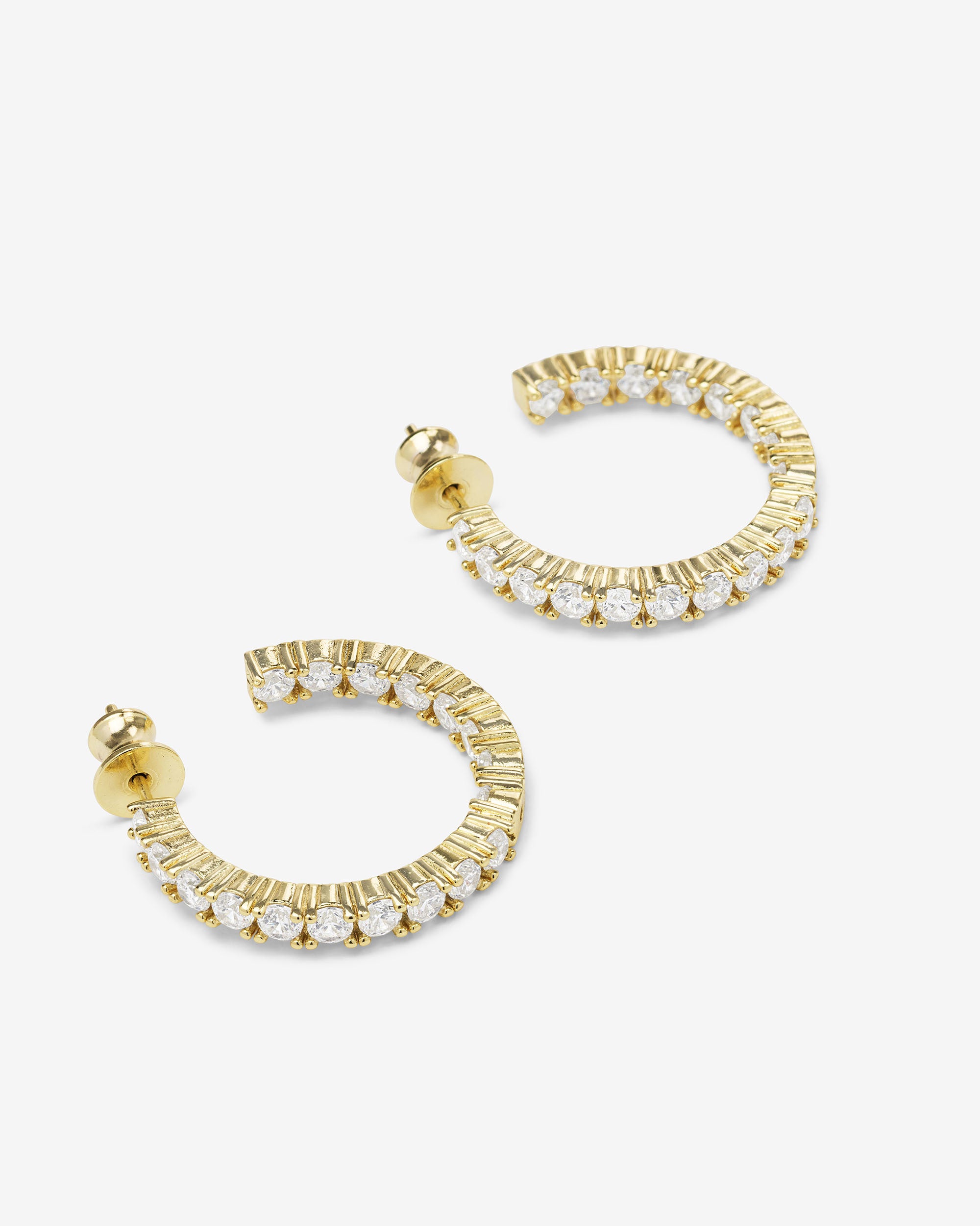 Heiress Hoops 1" - Gold|White Diamondettes