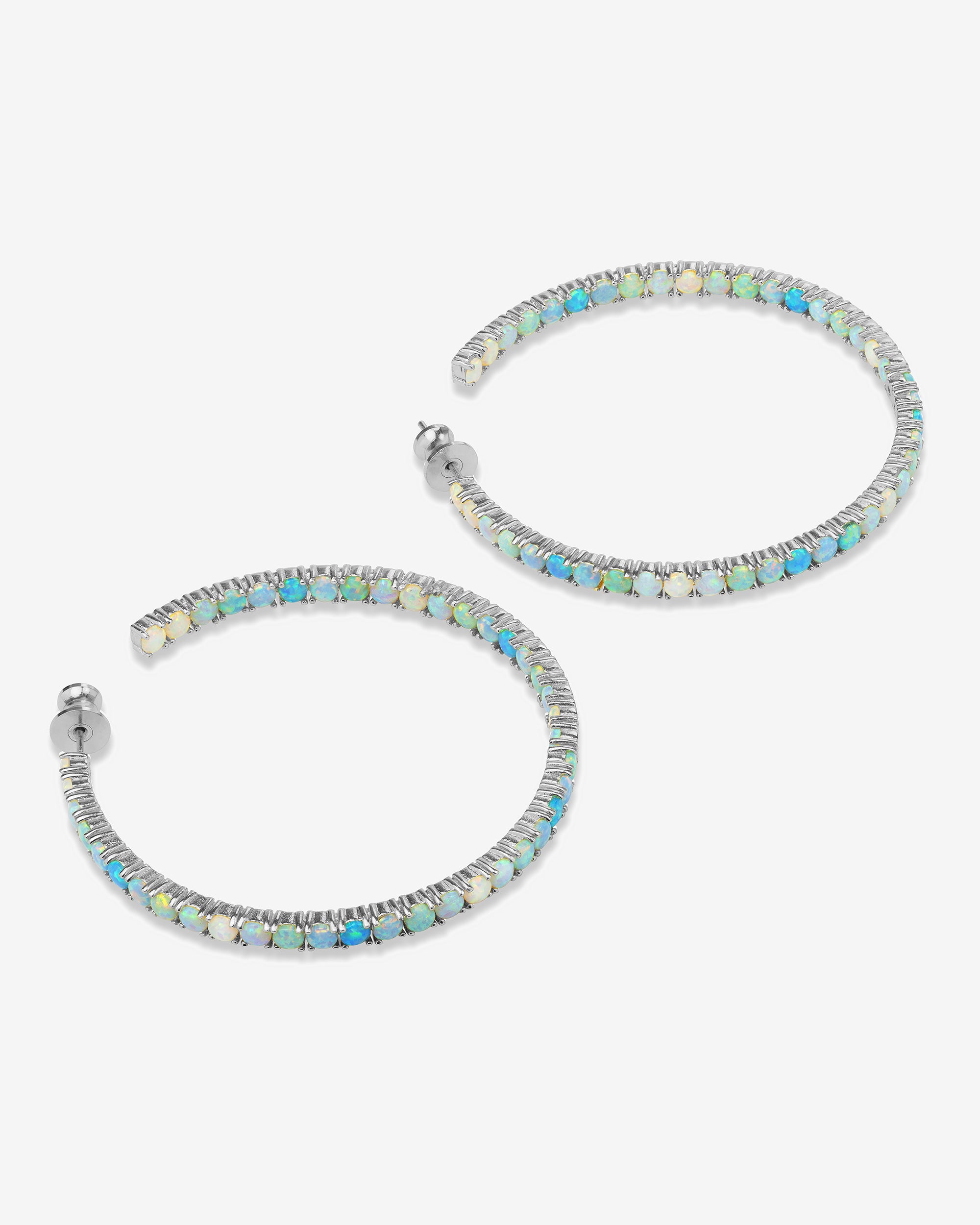 Heiress Ombré Hoops 2" - Silver|Blue Opal Ombré
