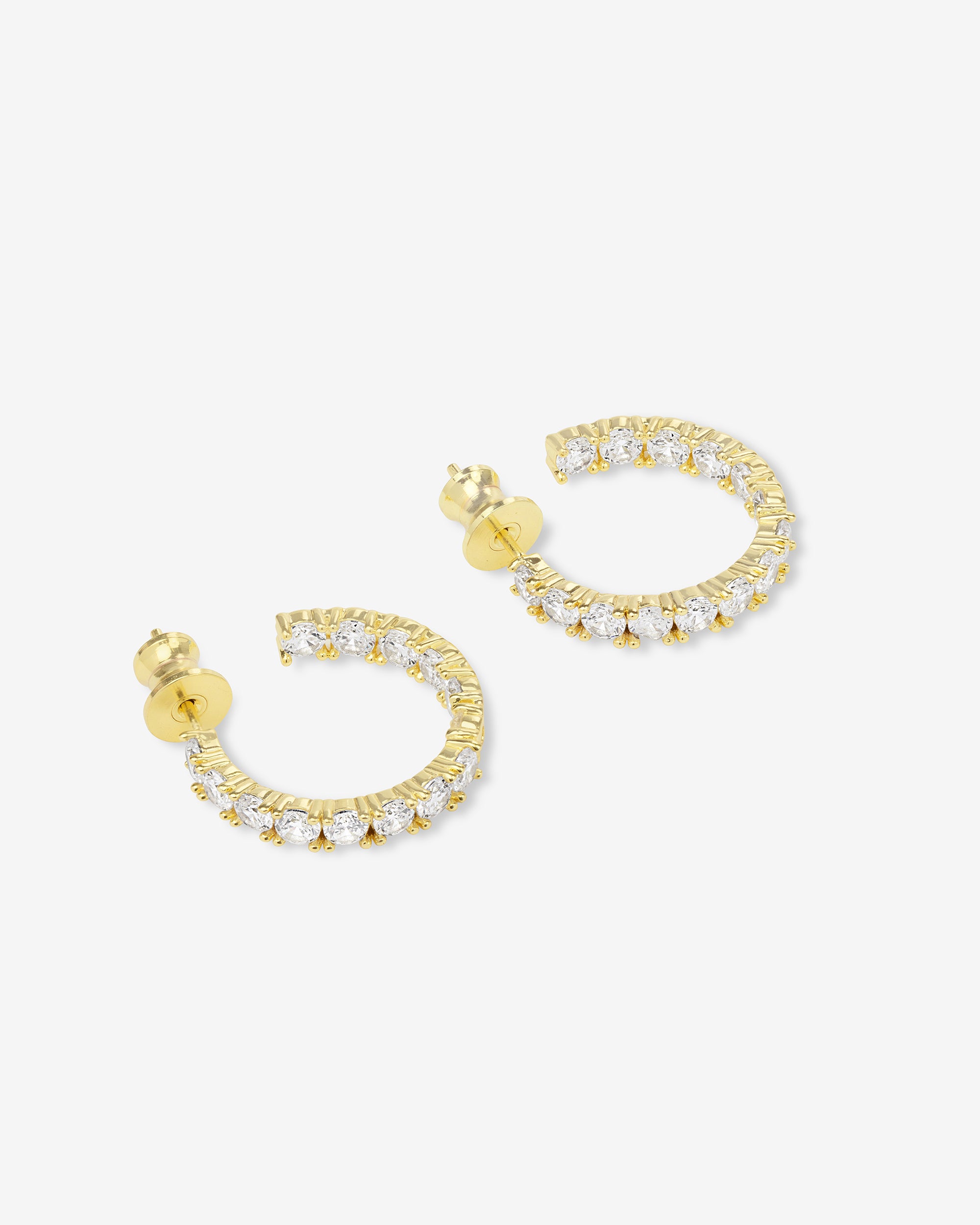 Heiress Hoops .75" - Gold|White Diamondettes
