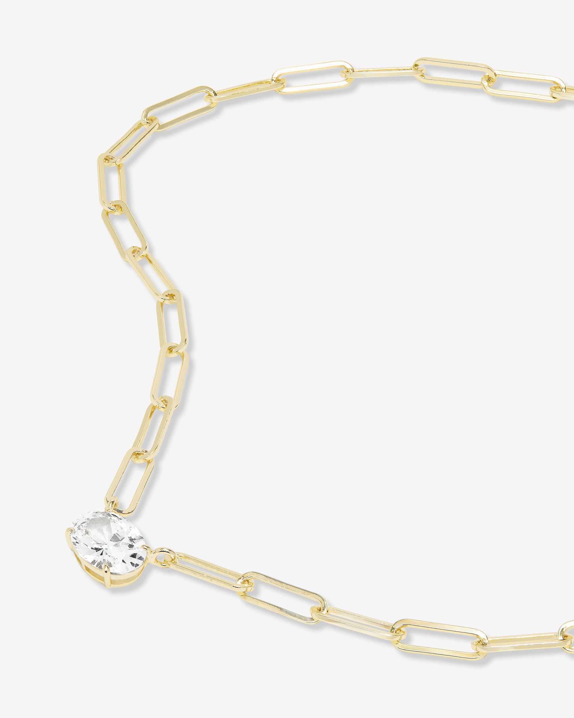Hello Gorgeous Samantha Chain Necklace - Gold|White Diamondettes