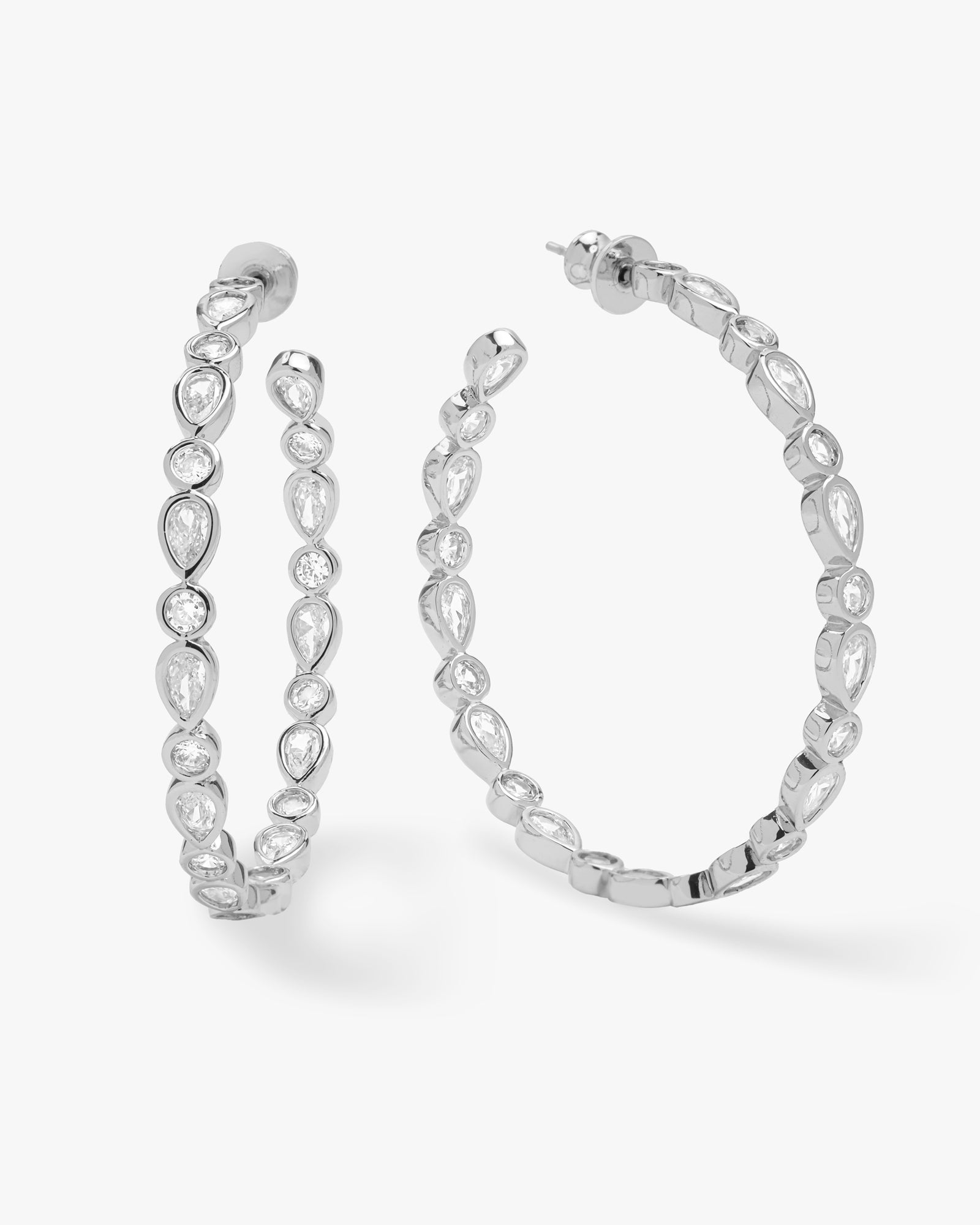 Isla Hoops 2" - Silver|White Diamondettes
