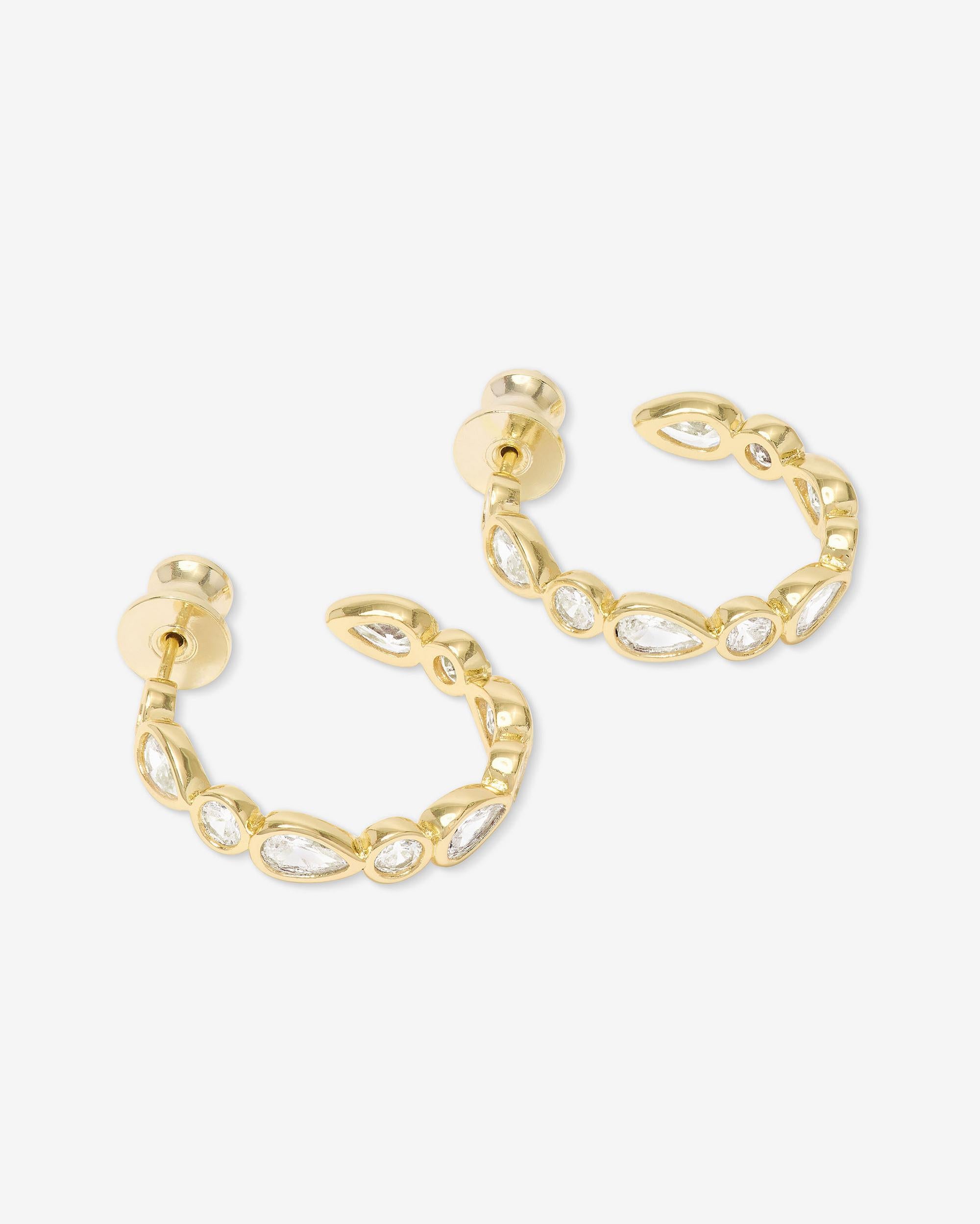 Isla Hoops .75" - Gold|White Diamondettes