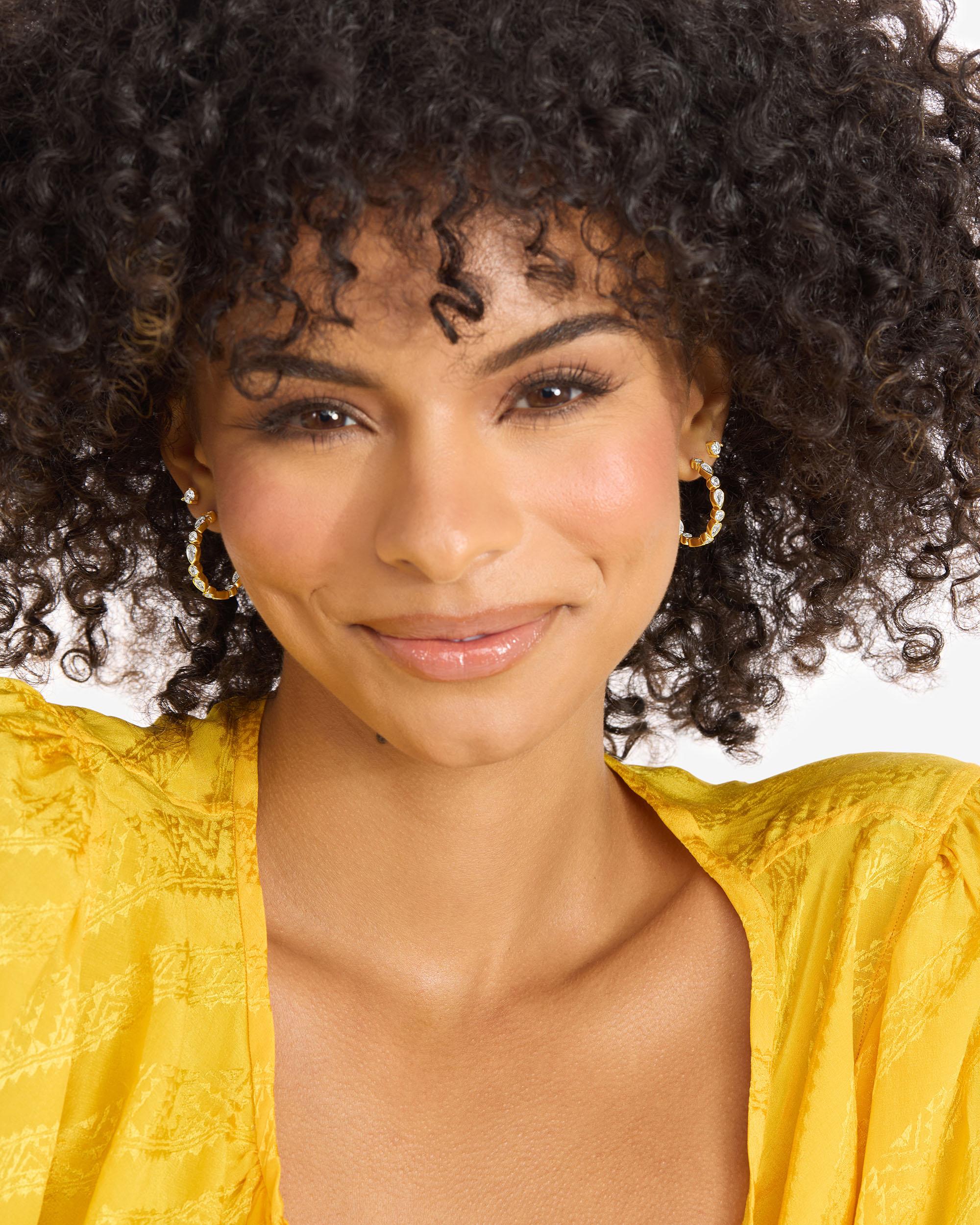 Isla Hoops 1" - Gold|White Diamondettes