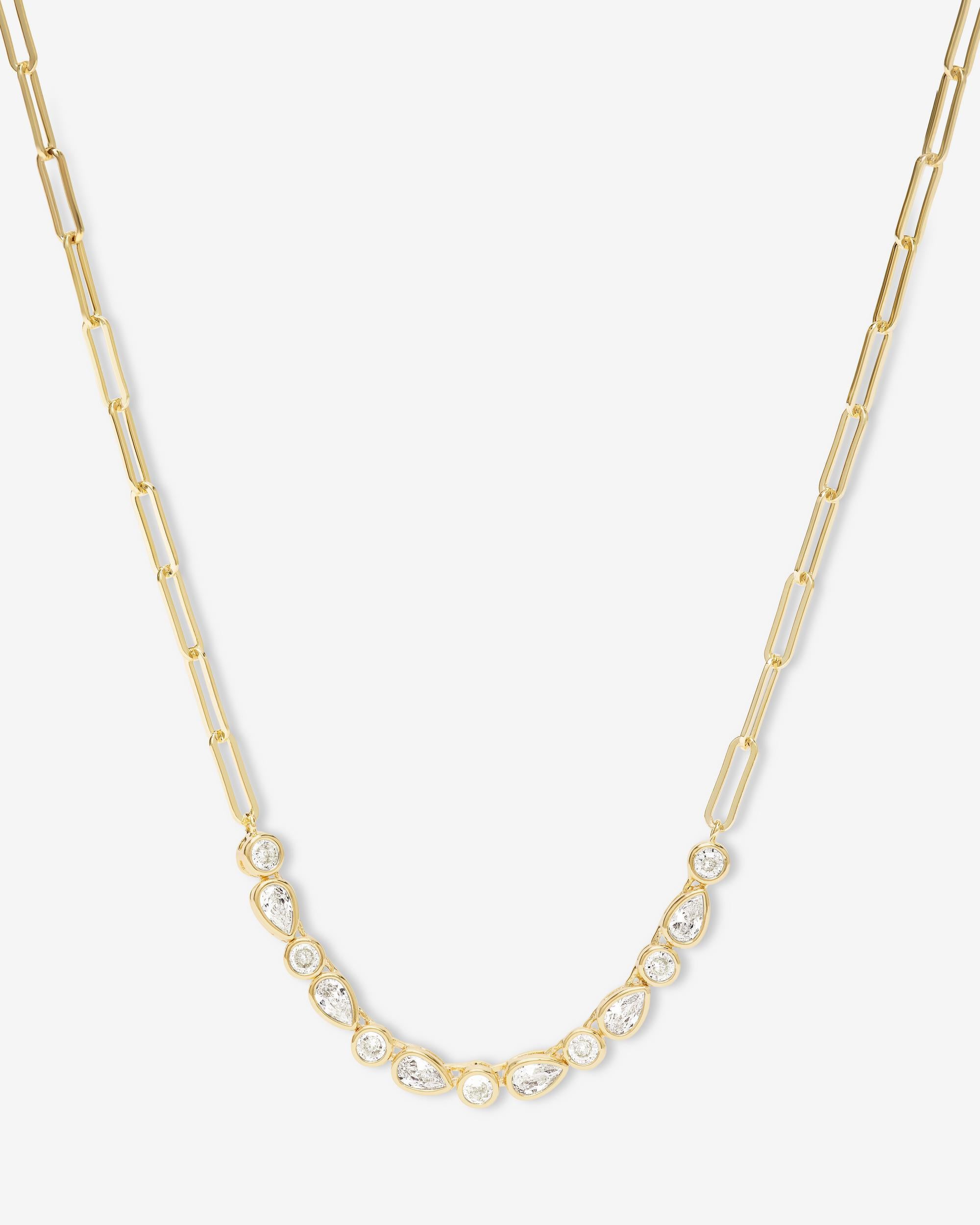 Isla Samantha Tennis Necklace - Gold|White Diamondettes
