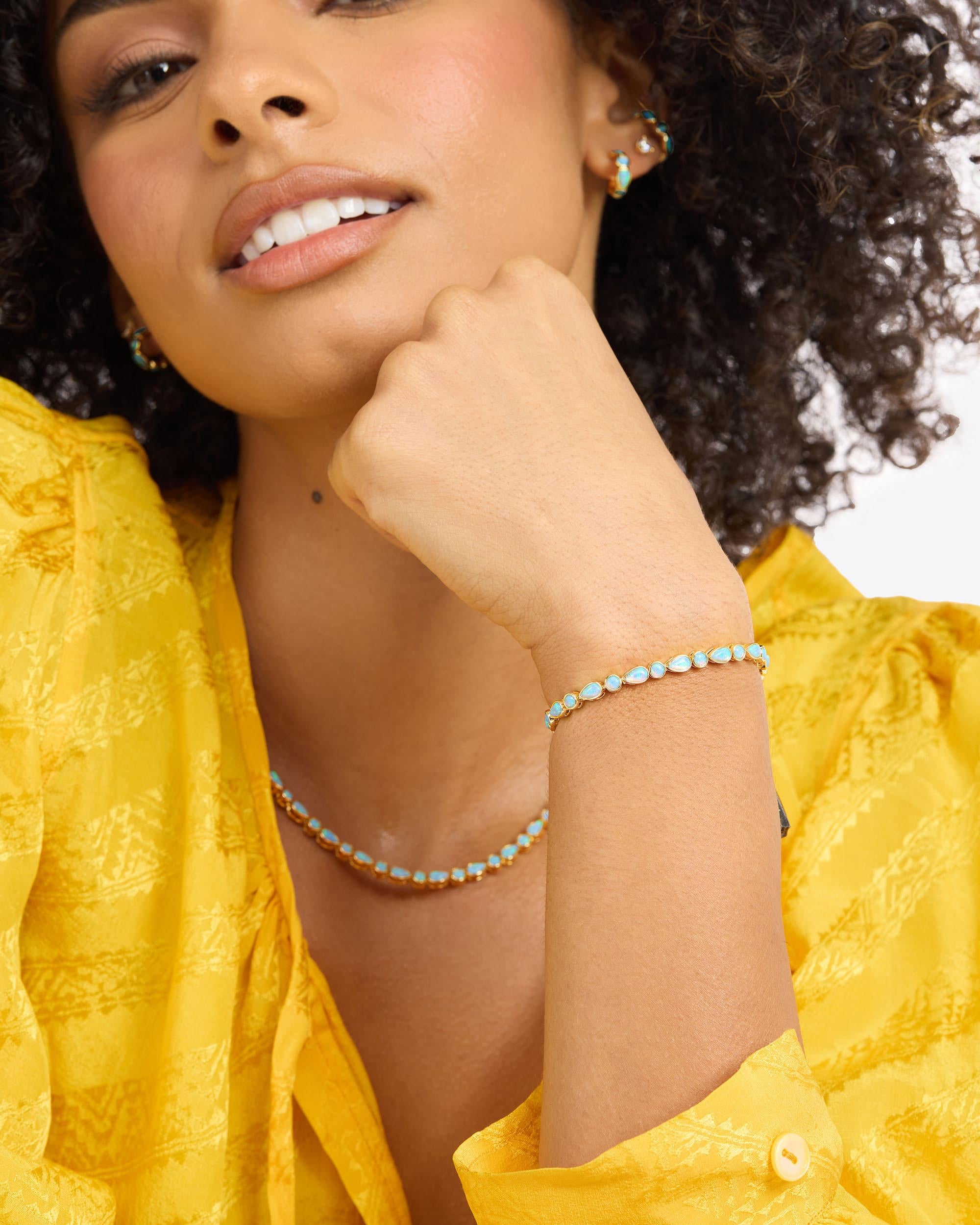 Isla Tennis Bracelet - Gold|Blue Opal