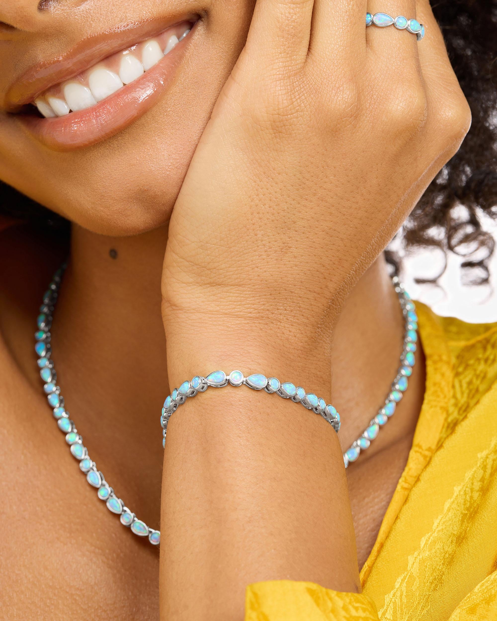 Isla Tennis Bracelet - Silver|Blue Opal