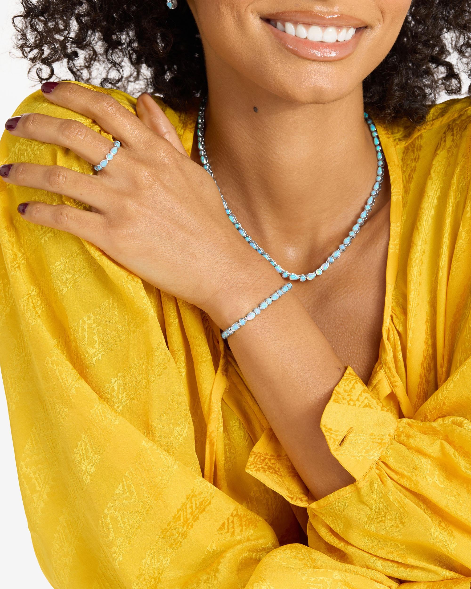 Isla Tennis Bracelet - Silver|Blue Opal