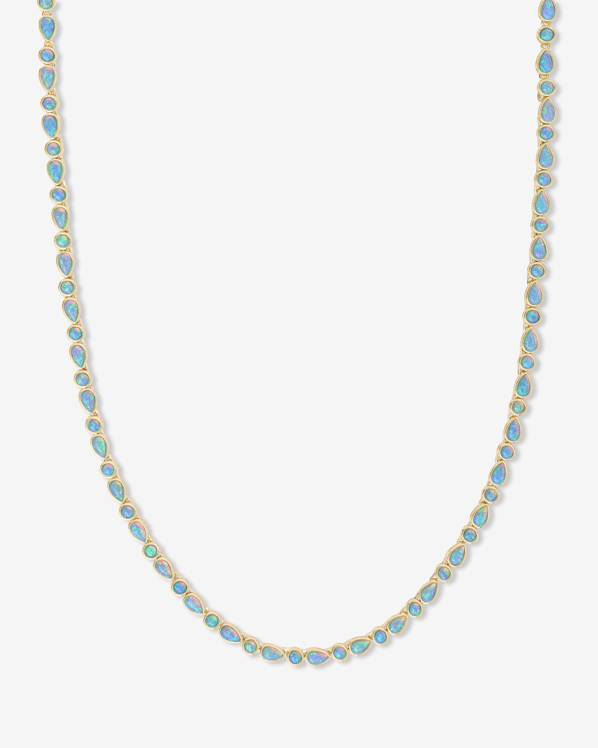 Isla Tennis Necklace - Gold|Blue Opal