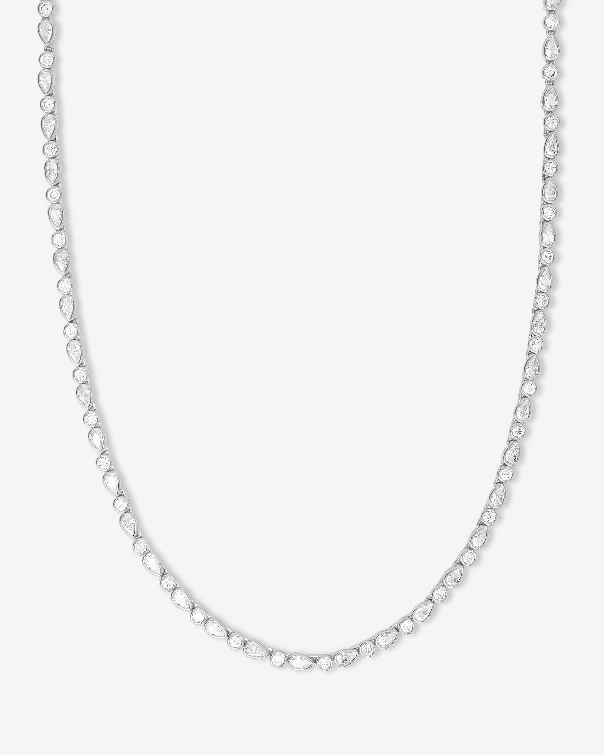 Isla Tennis Necklace - Silver|White Diamondettes