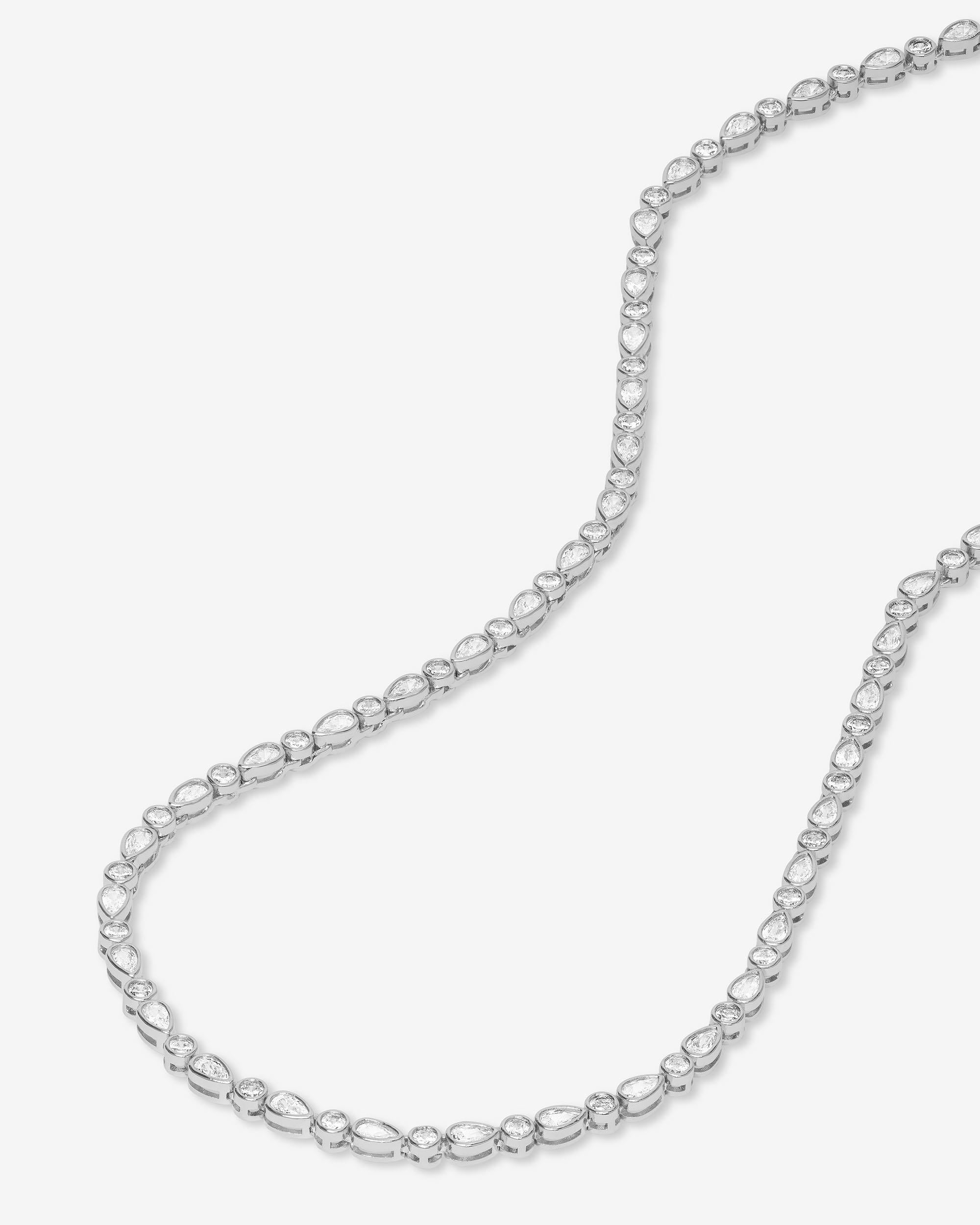 Isla Tennis Necklace - Silver|White Diamondettes