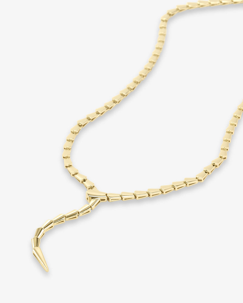 Mama Serpent Lariat Necklace - Gold