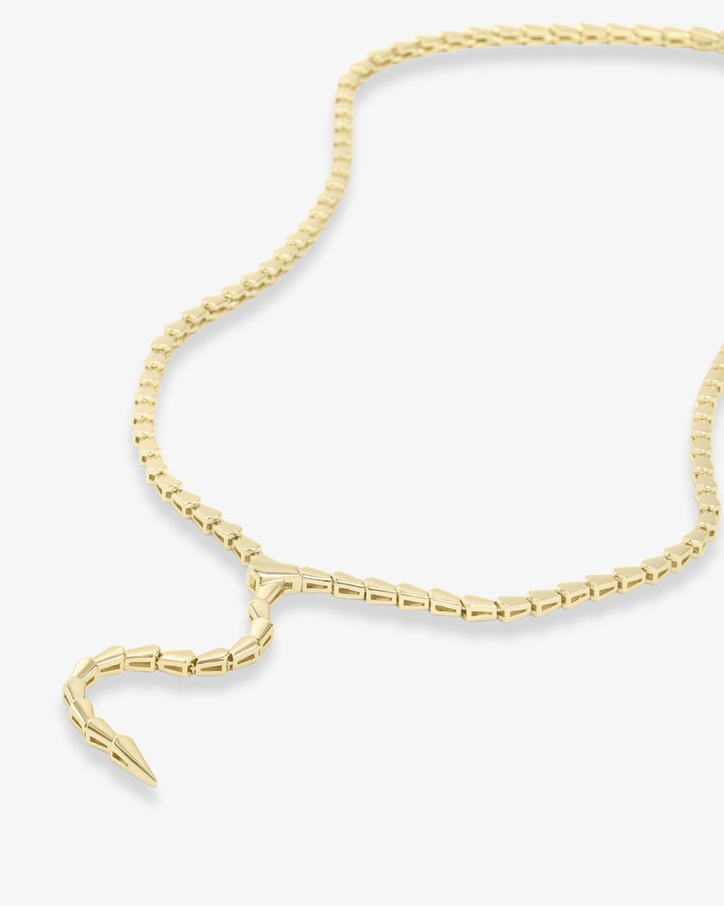 Serpent Lariat Necklace - Gold
