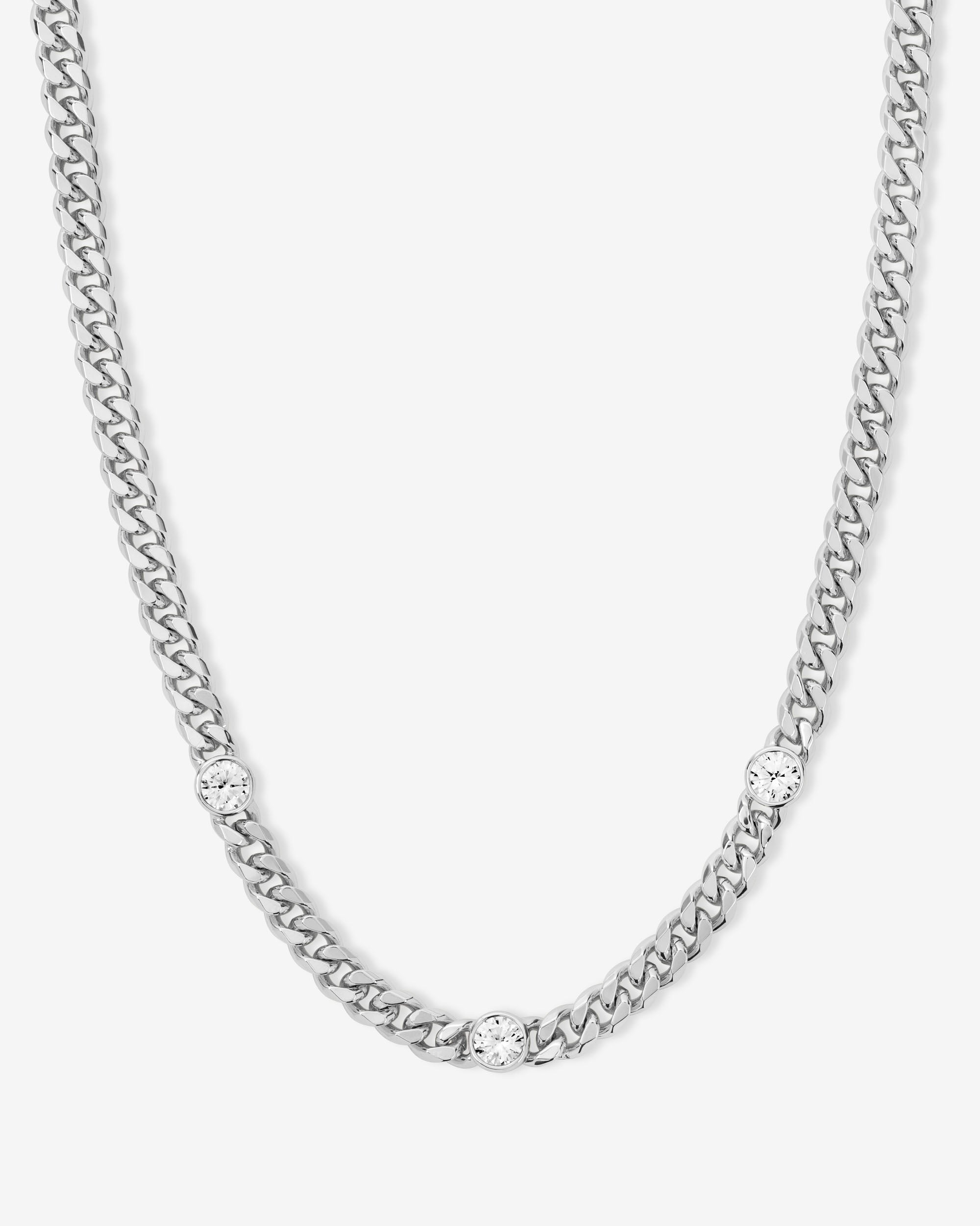 Julian Triple Diamond Necklace - Silver|White Diamondettes