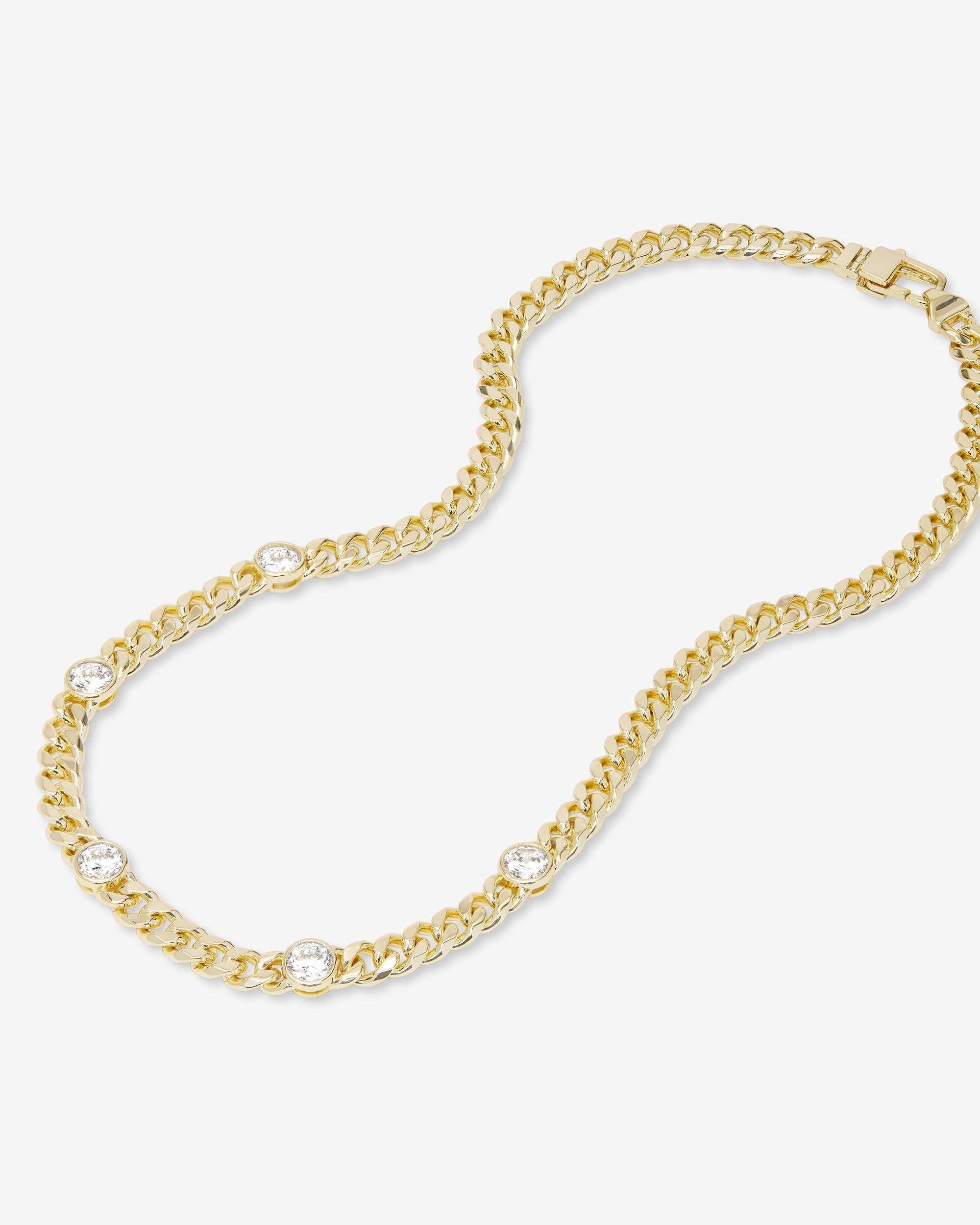Julian 5 Diamond Necklace - Gold|White Diamondettes