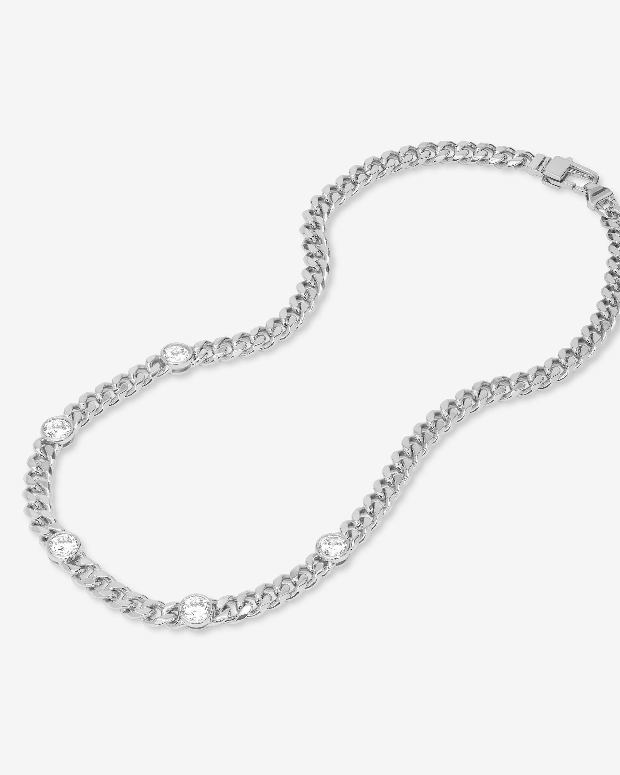 Julian 5 Diamond Necklace - Silver|White Diamondettes