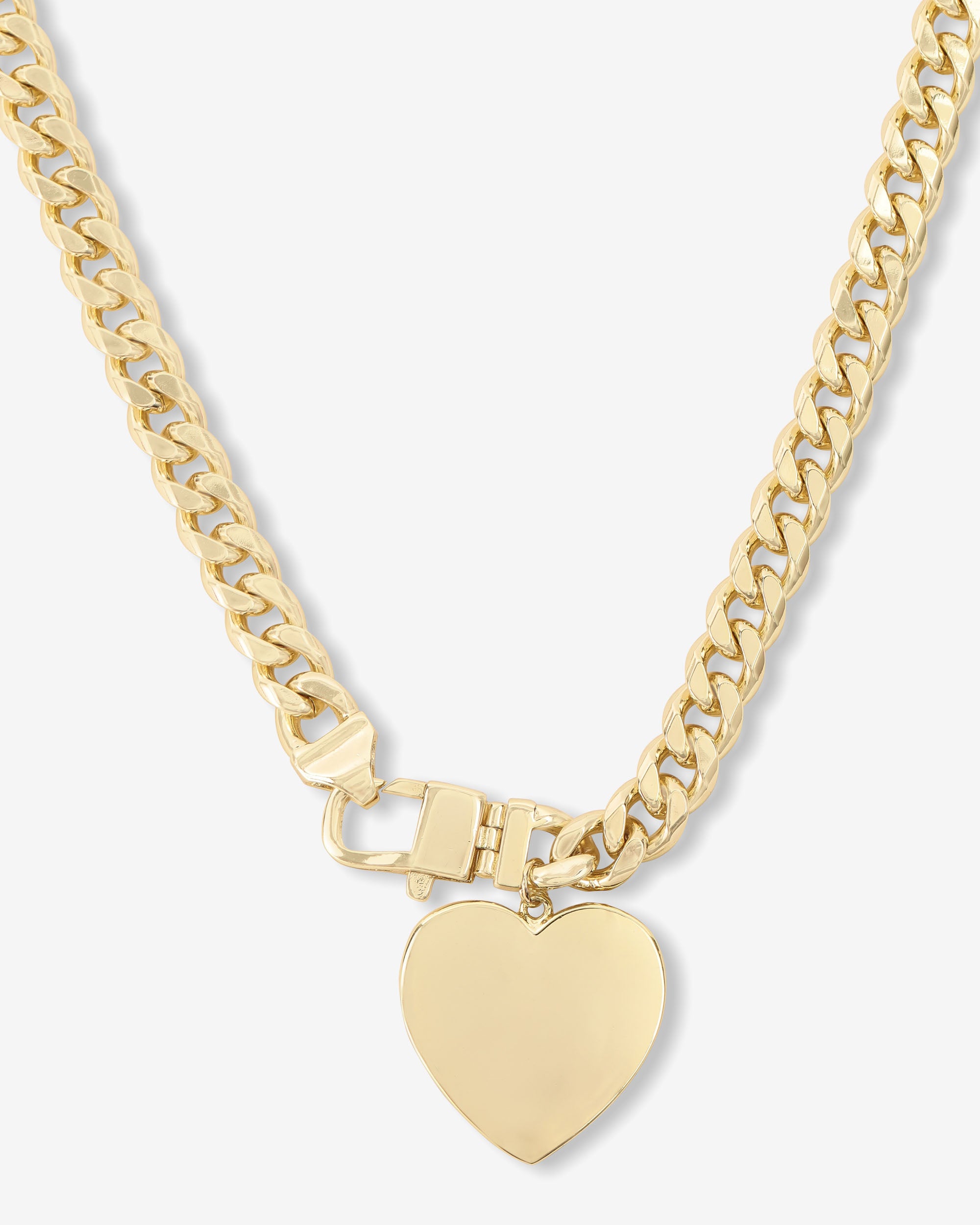 Julian XL Heart Cuban Chain Necklace - Gold